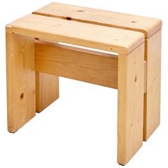 Charlotte Perriand Pine Wood Stool for Les Arcs