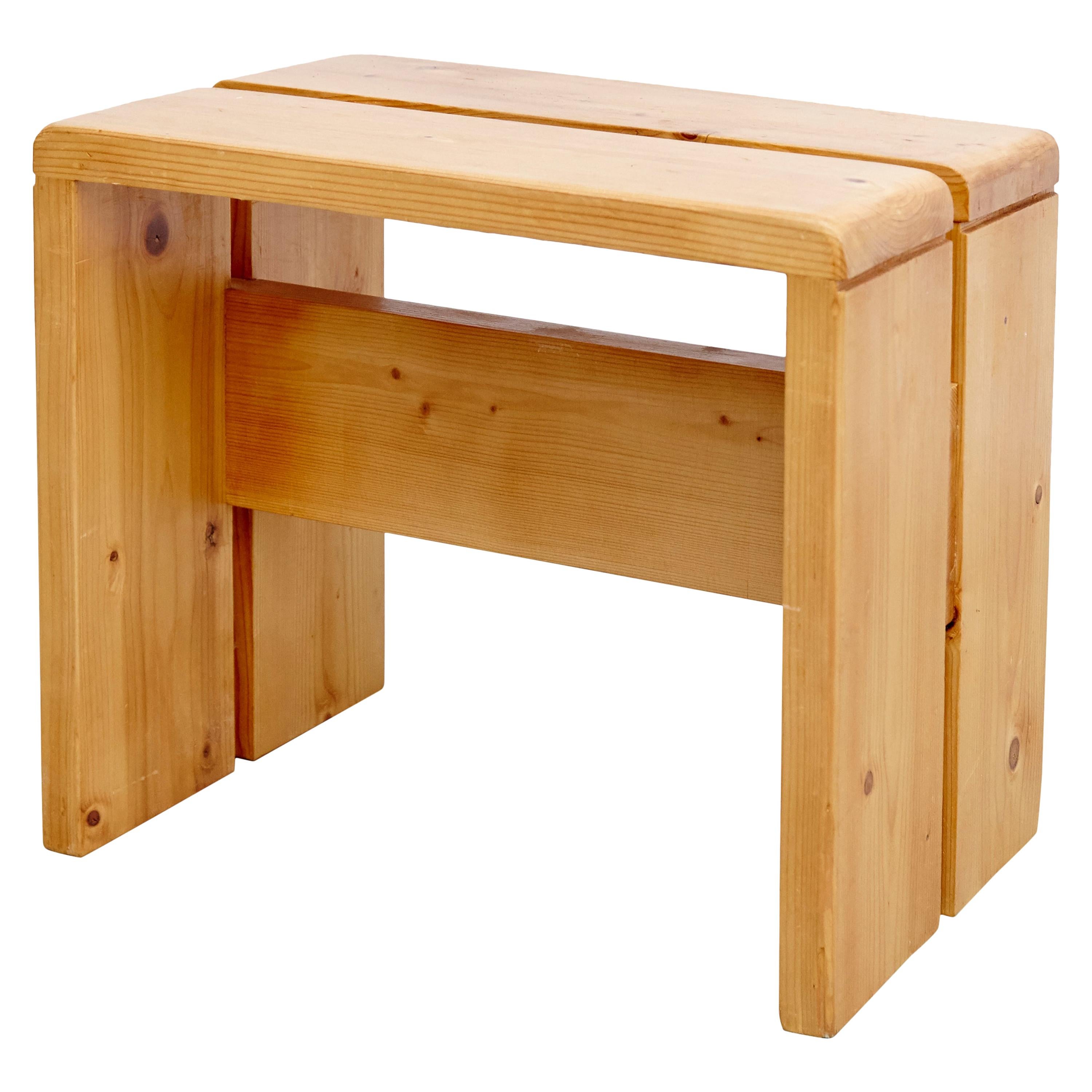 Charlotte Perriand Pine Wood Stool for Les Arcs
