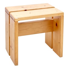 Charlotte Perriand Pine Wood Stool for Les Arcs