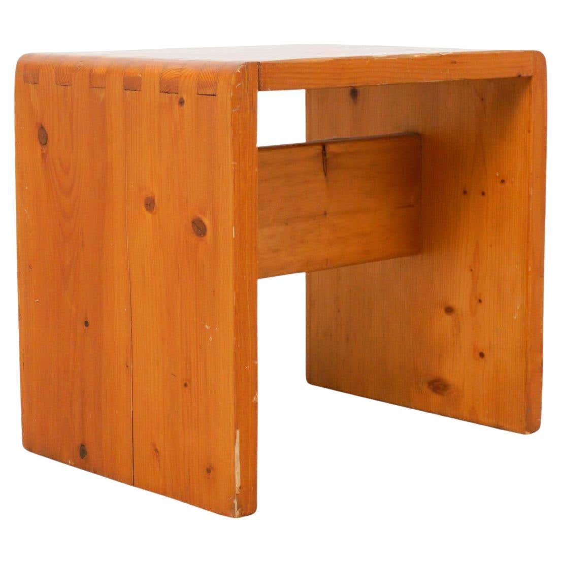 Charlotte Perriand Pine Wood Stool for Les Arcs For Sale