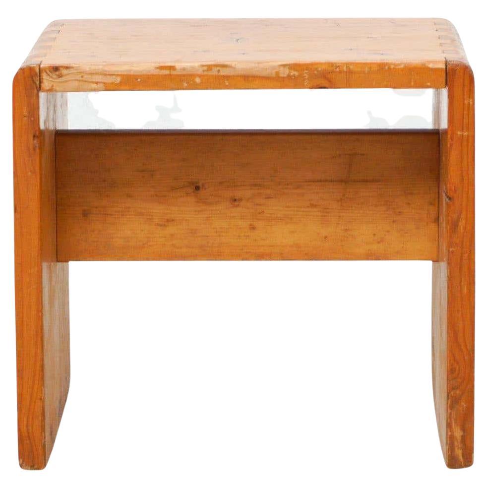 Charlotte Perriand Pine Wood Stool for Les Arcs For Sale