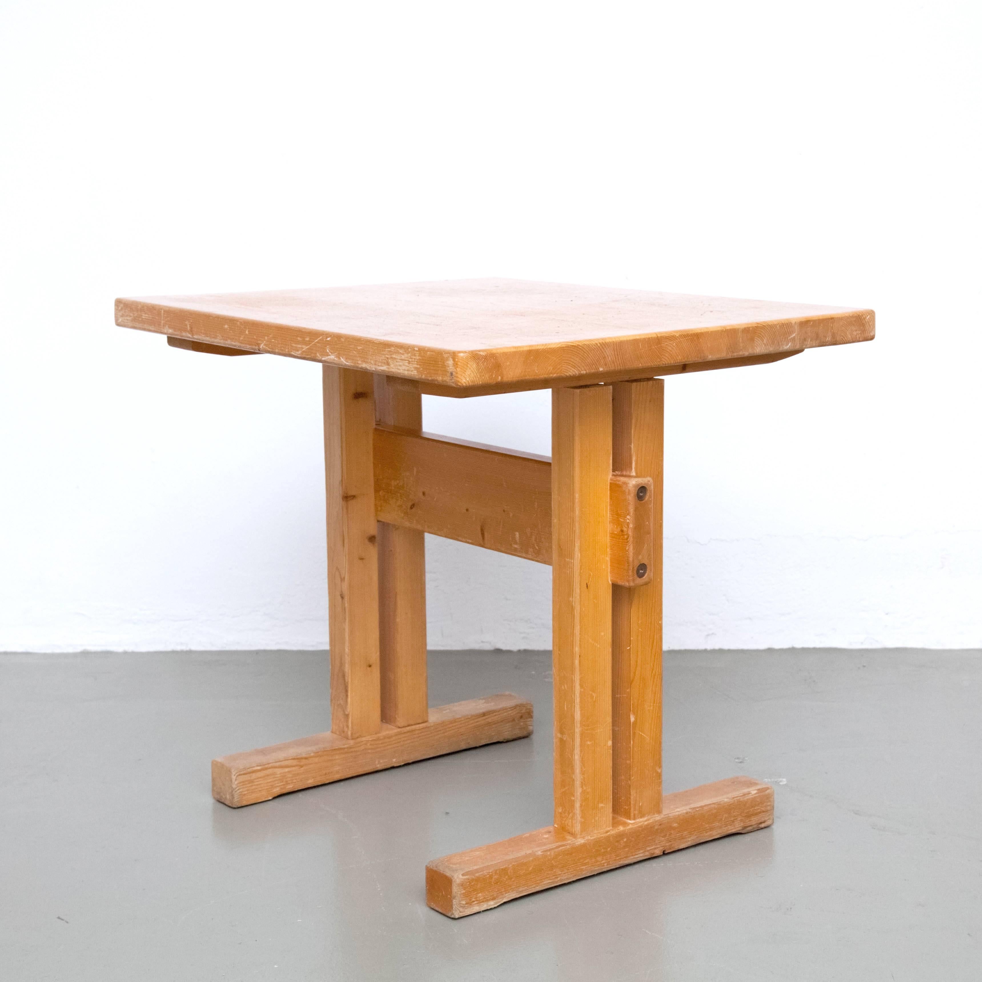 Mid-Century Modern Charlotte Perriand Pine Wood Table for Les Arcs, circa 1960