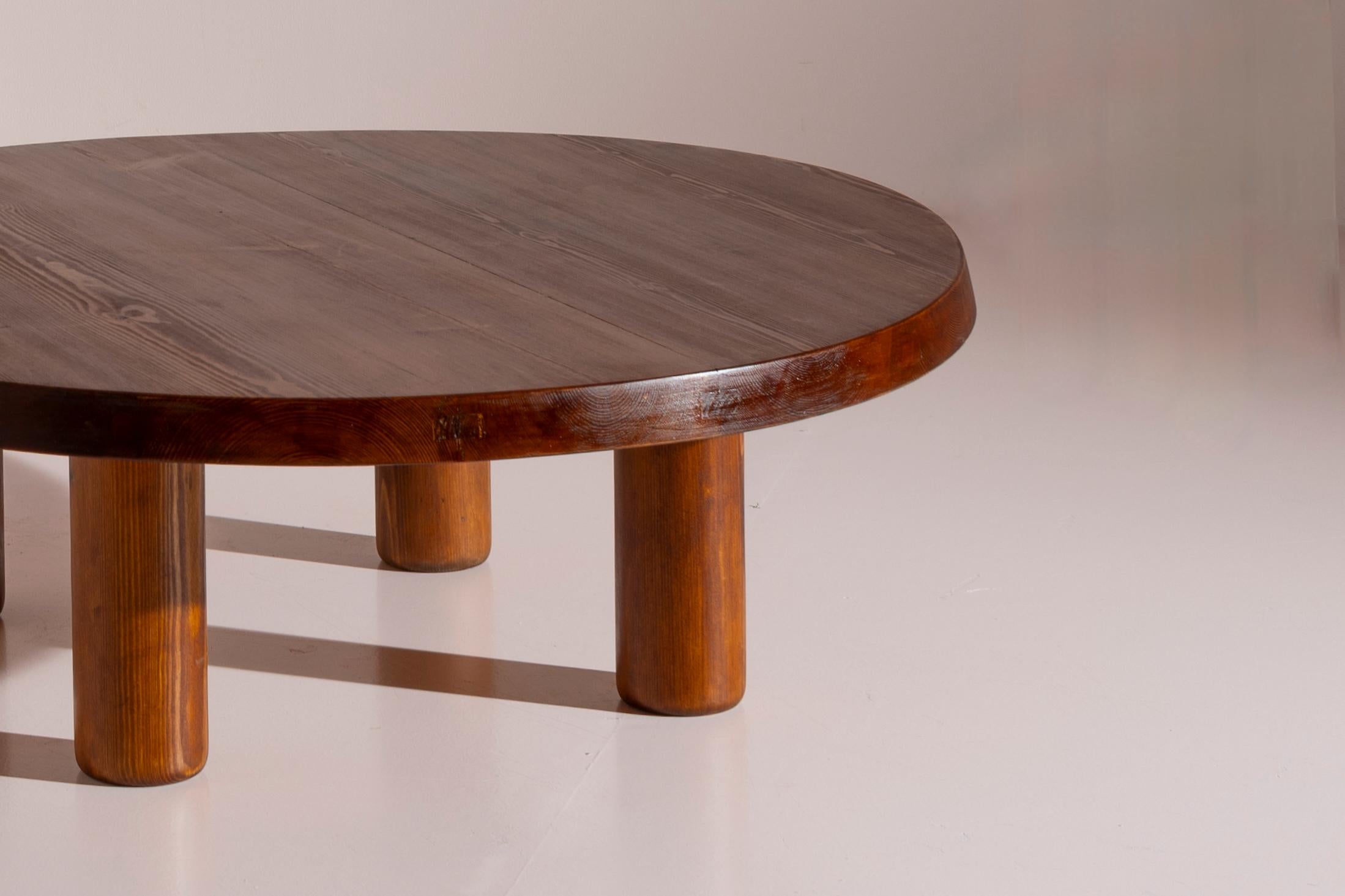 Pine Charlotte Perriand pinewood coffee table, France, late 1960s For Sale