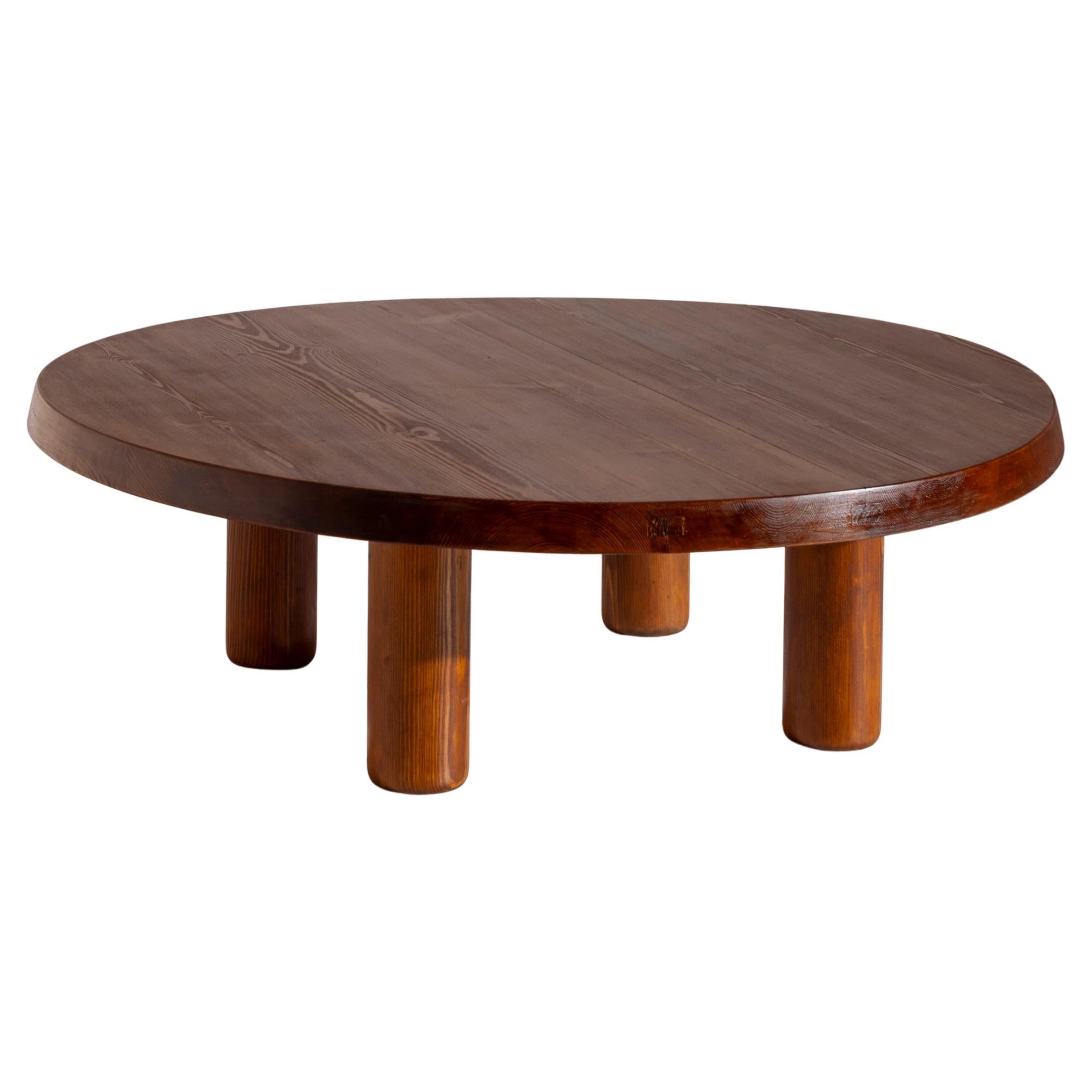 Charlotte Perriand pinewood coffee table, France, late 1960s For Sale