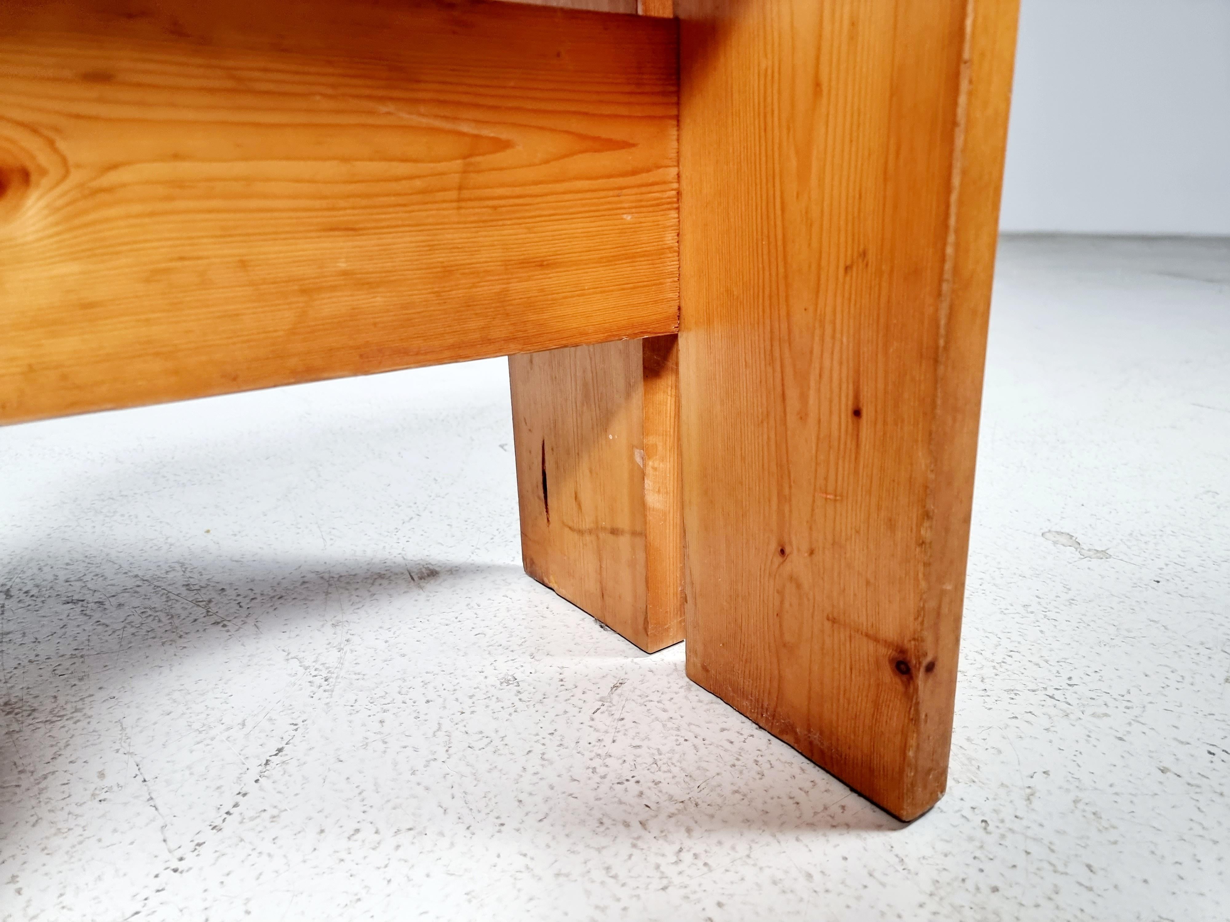 Mid-20th Century Charlotte Perriand Style Pinewood Stool, France, 1968 For Sale