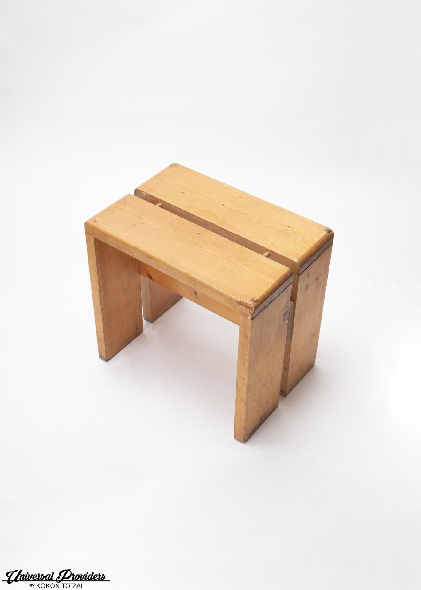 Charlotte Perriand Pinewood Stool for Les Arcs Ski Resort, circa 1960, France In Good Condition For Sale In Notting Hill, GB