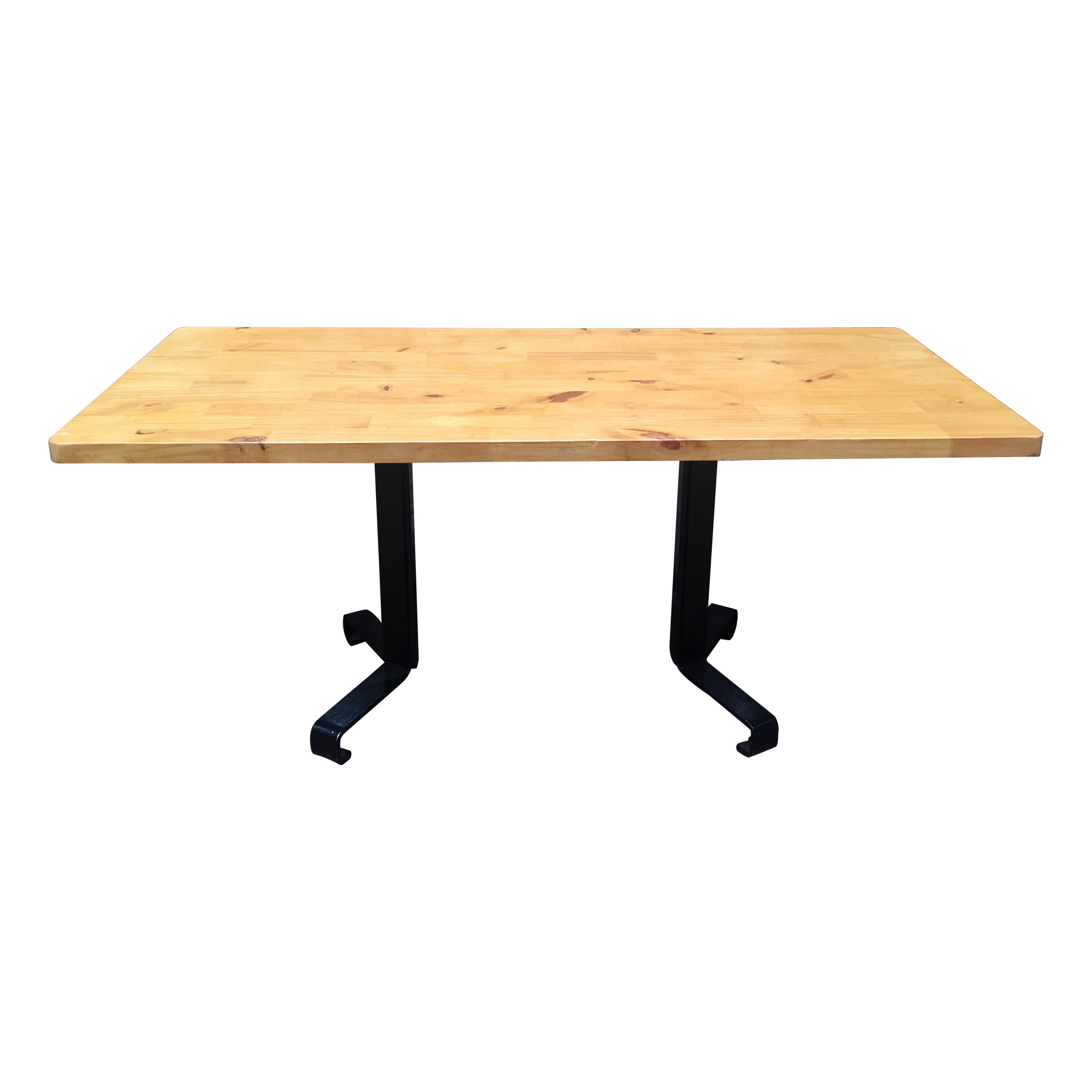 Tavolo rettangolare "SAM" di Charlotte Perriand, "pied canard" Les Arcs, circa 1969