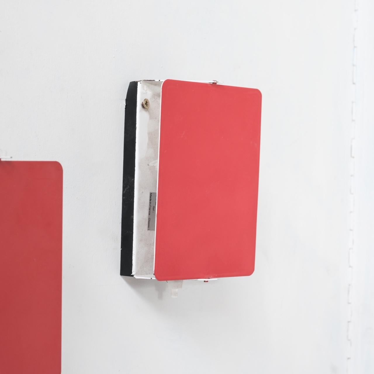 Charlotte Perriand Red Mid-Century Wall Lights '2 Available' In Good Condition For Sale In London, GB