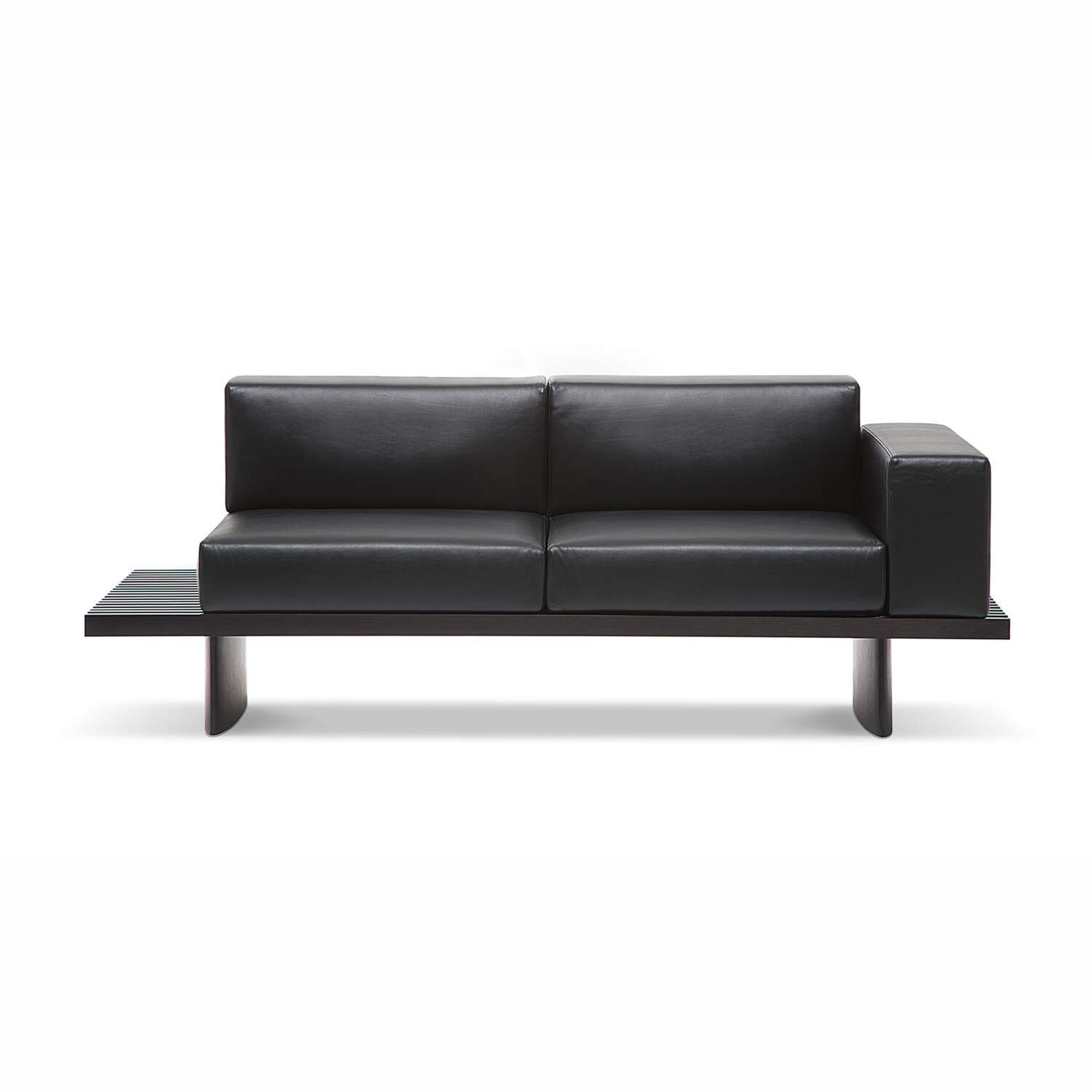 Charlotte Perriand Refolo Modular Sofa, Wood and Black Leather by Cassina For Sale 4