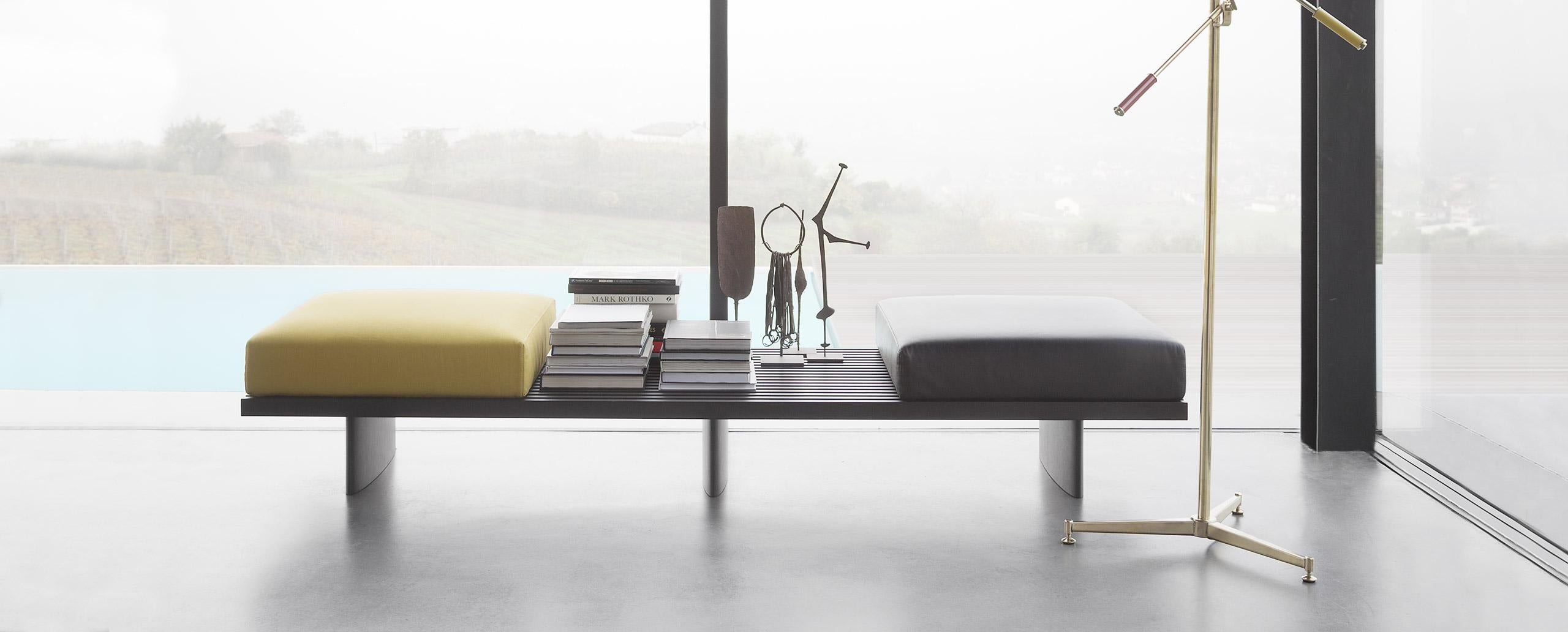Modulares Sofa von Charlotte Perriand Refolo aus Holz und schwarzem Leder von Cassina im Angebot 5