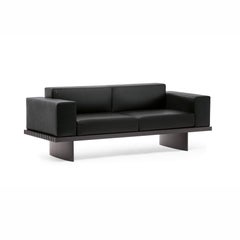 Charlotte Perriand Refolo Modular Sofa, Wood and Black Leather by Cassina