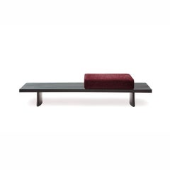 Charlotte Perriand Refolo Modular Sofa, Wood and Black Leather by Cassina