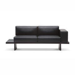 Charlotte Perriand Refolo Modular Sofa, Wood and Black Leather by Cassina