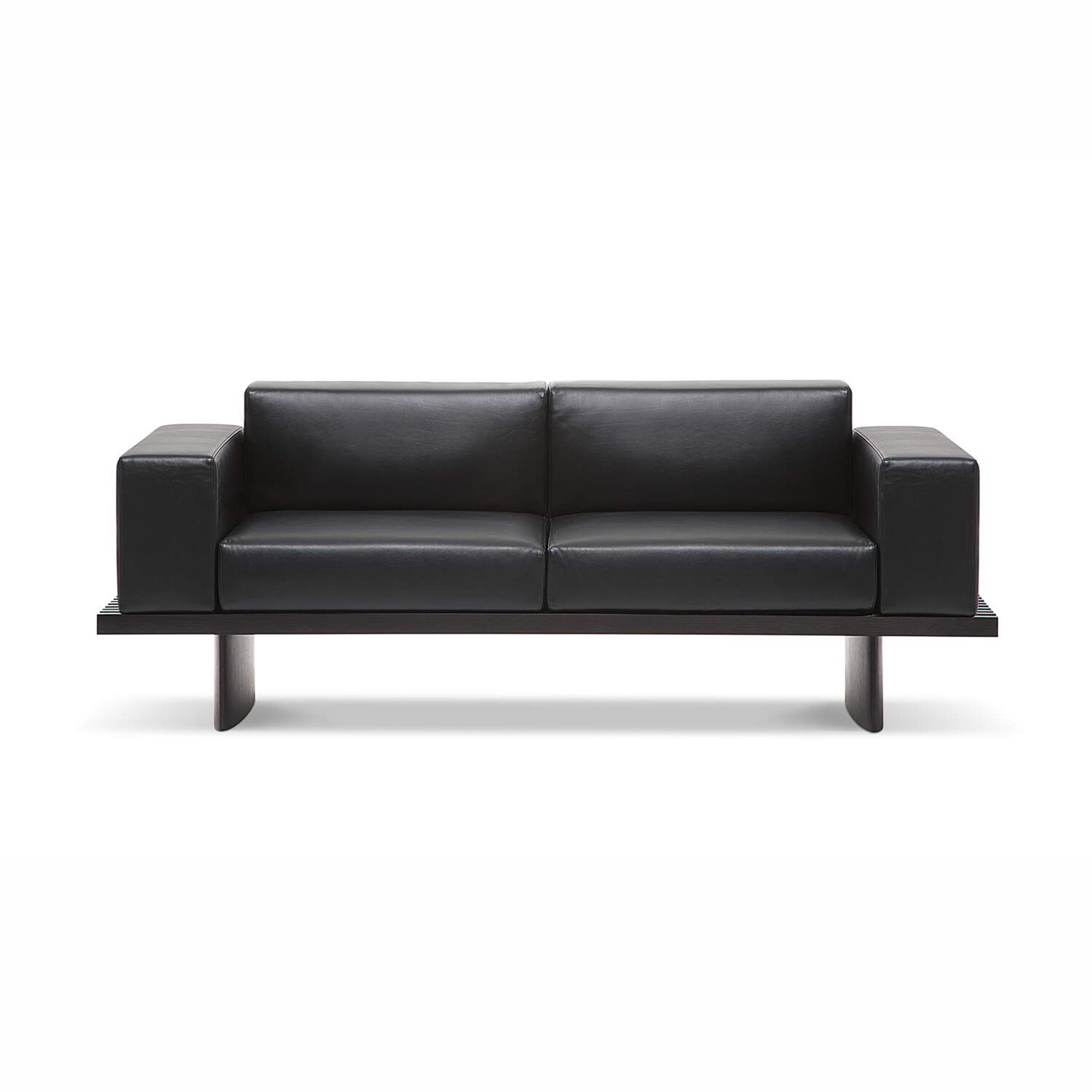Charlotte Perriand Refolo Modulares Sofa, Holz und schwarzes Leder von Cassina (Moderne der Mitte des Jahrhunderts) im Angebot