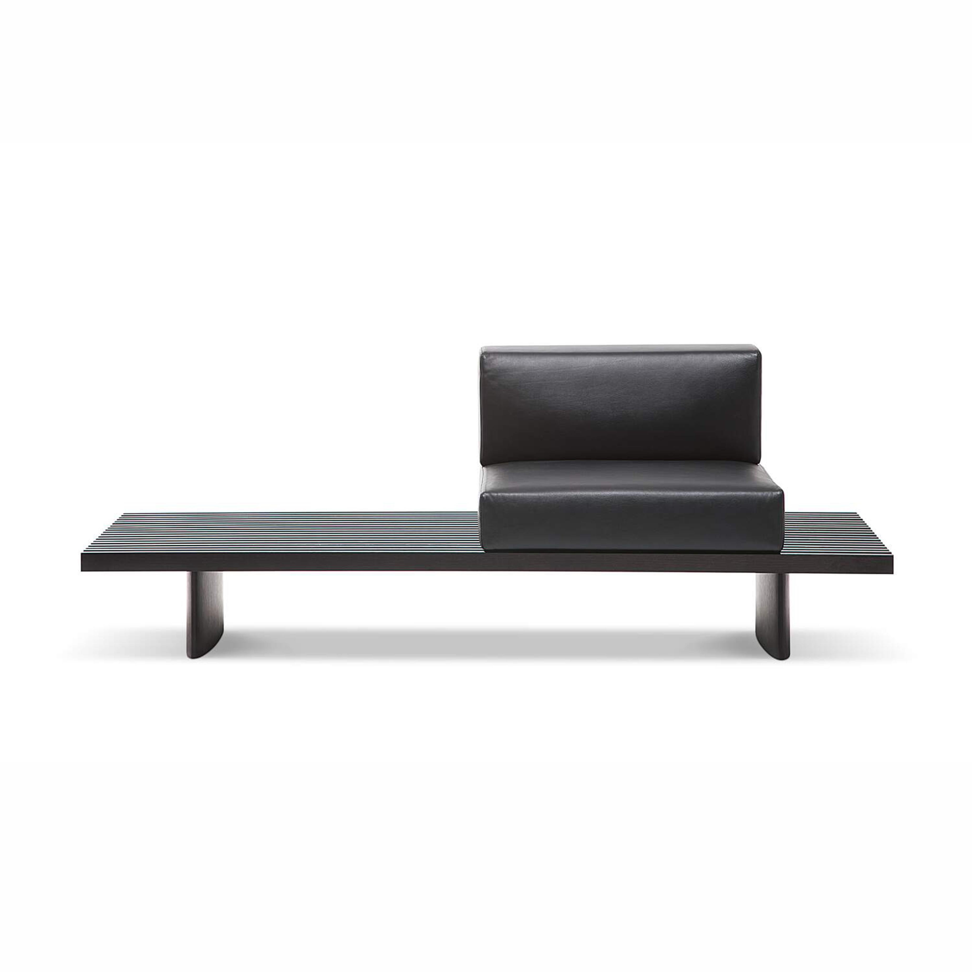 Italian Charlotte Perriand Refolo Modular Sofa, Wood and Black Leather by Cassina For Sale