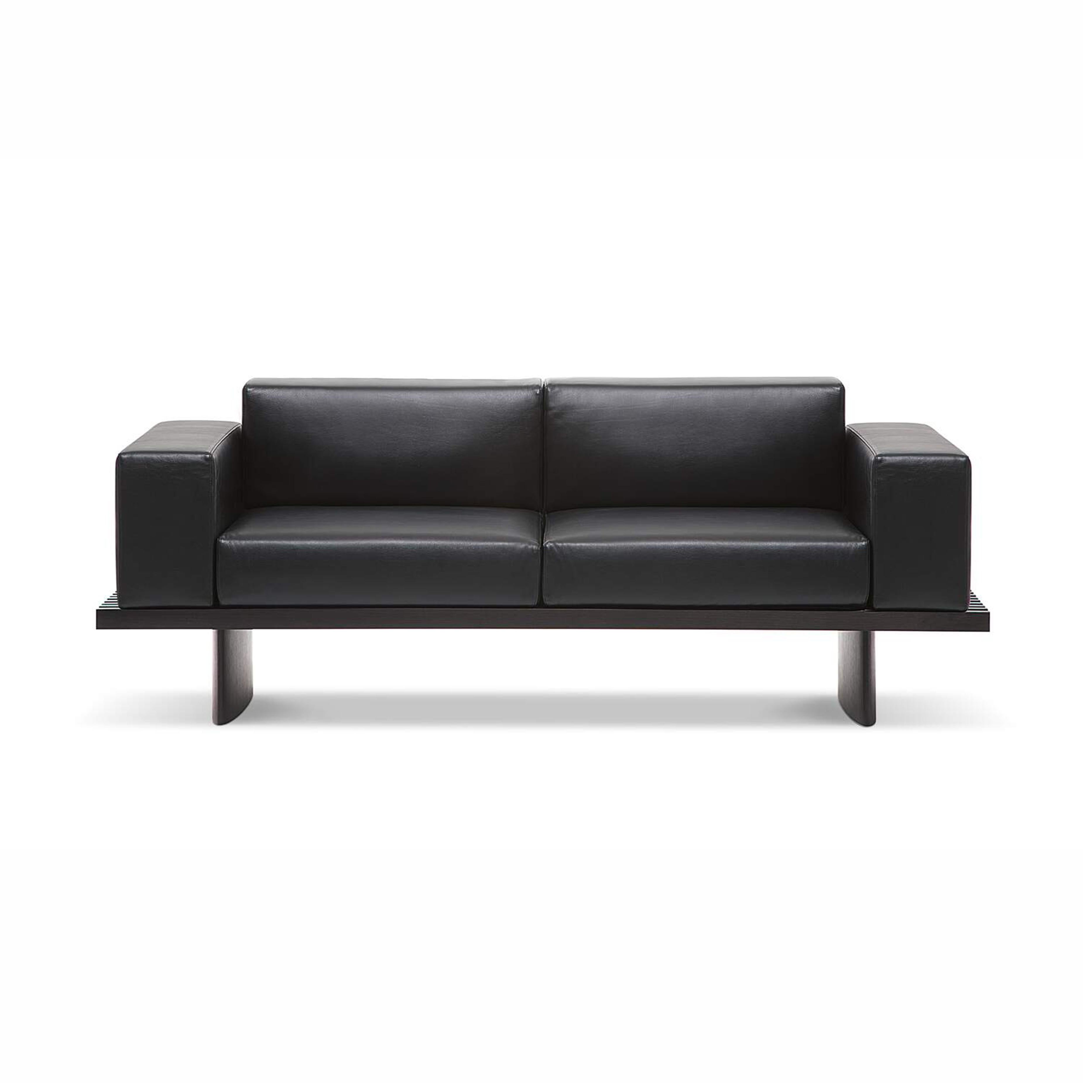 Italian Charlotte Perriand Refolo Modular Sofa, Wood and Black Leather by Cassina