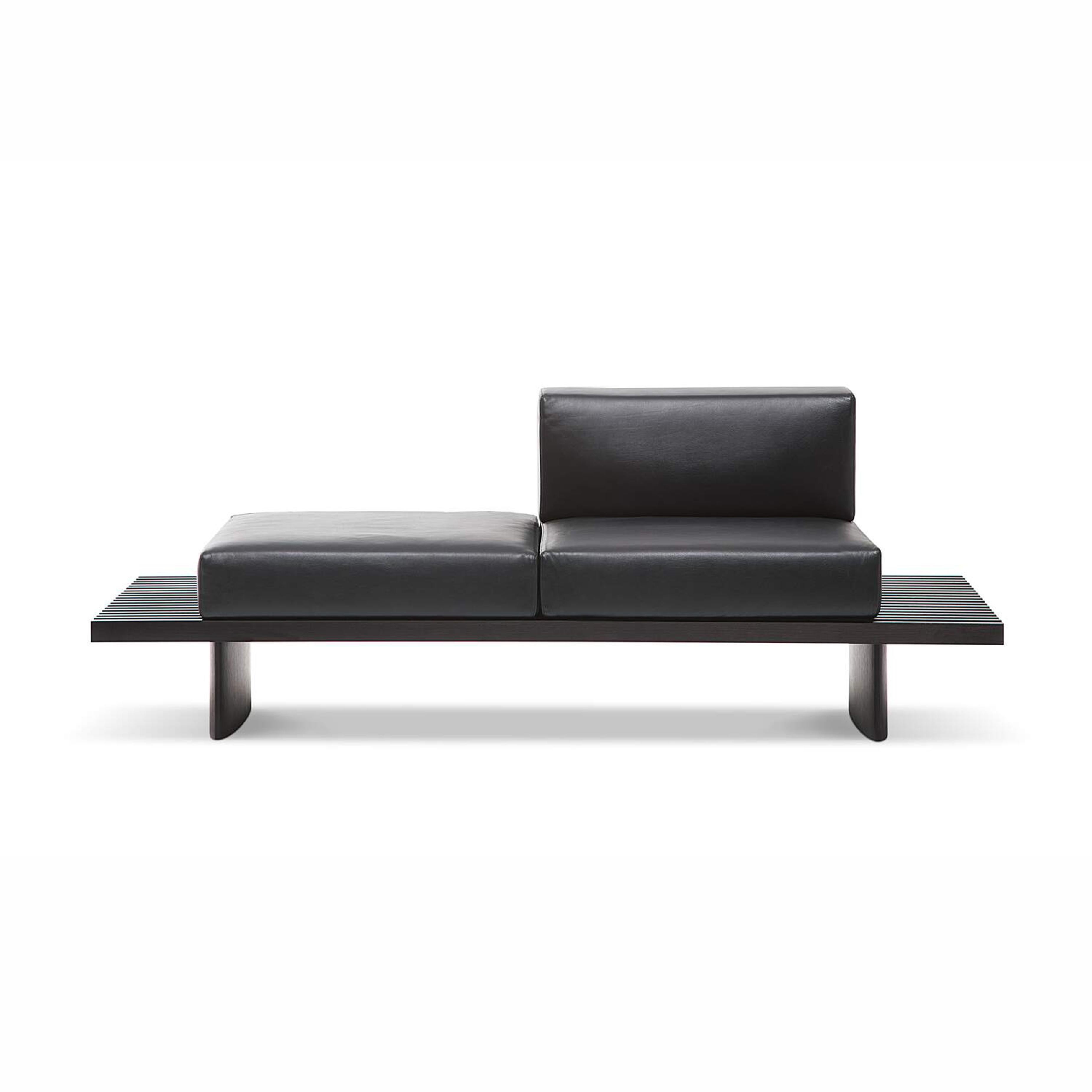 Contemporary Charlotte Perriand Refolo Modular Sofa, Wood and Black Leather by Cassina For Sale