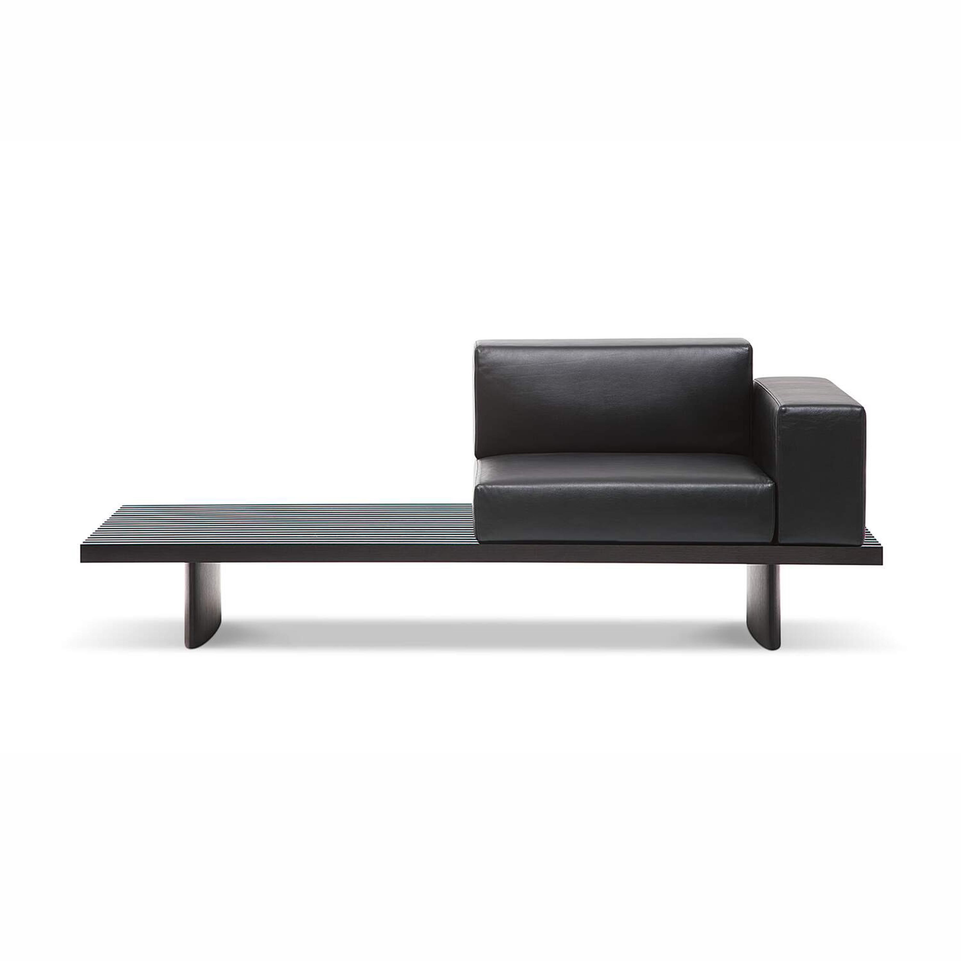 Charlotte Perriand Refolo Modular Sofa, Wood and Black Leather by Cassina For Sale 1