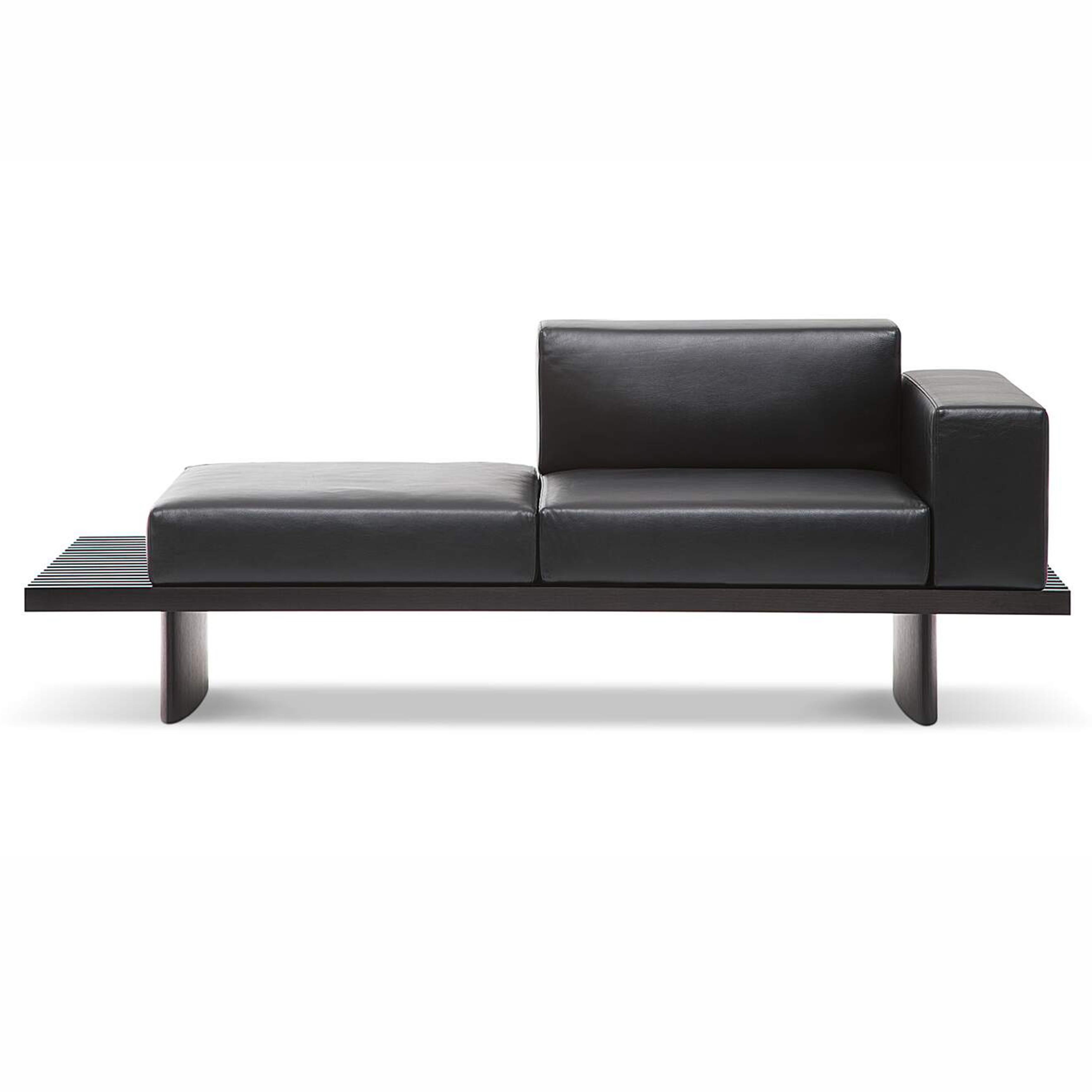 Charlotte Perriand Refolo Modular Sofa, Wood and Black Leather by Cassina For Sale 1