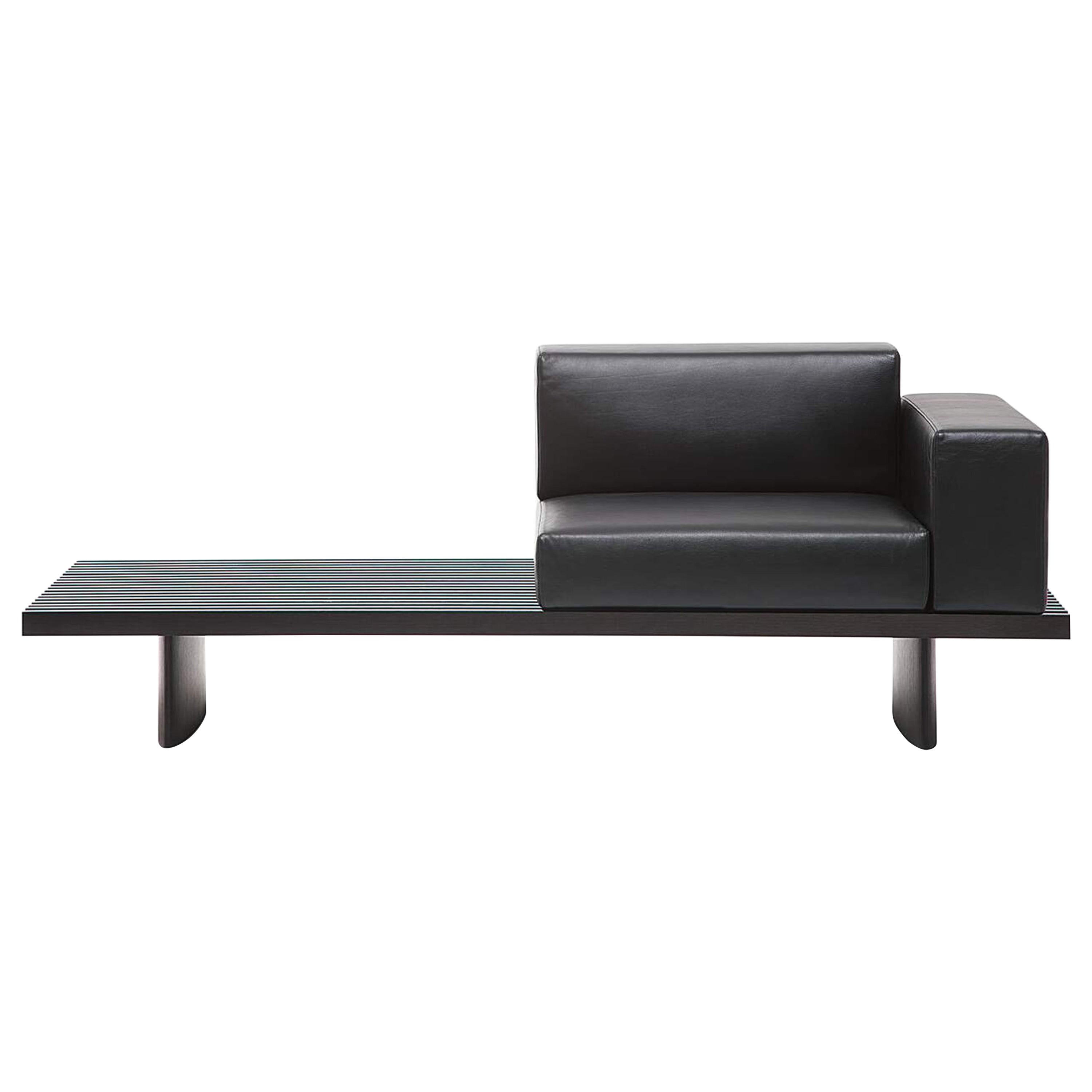 Sofá Modular Charlotte Perriand Refolo, Madera y Piel Negra by Cassina