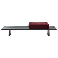 Modulares Sofa von Charlotte Perriand Refolo aus Holz und schwarzem Leder von Cassina