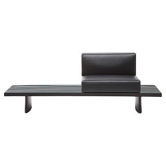 Charlotte Perriand Refolo Modular Sofa, Wood and Black Leather by Cassina