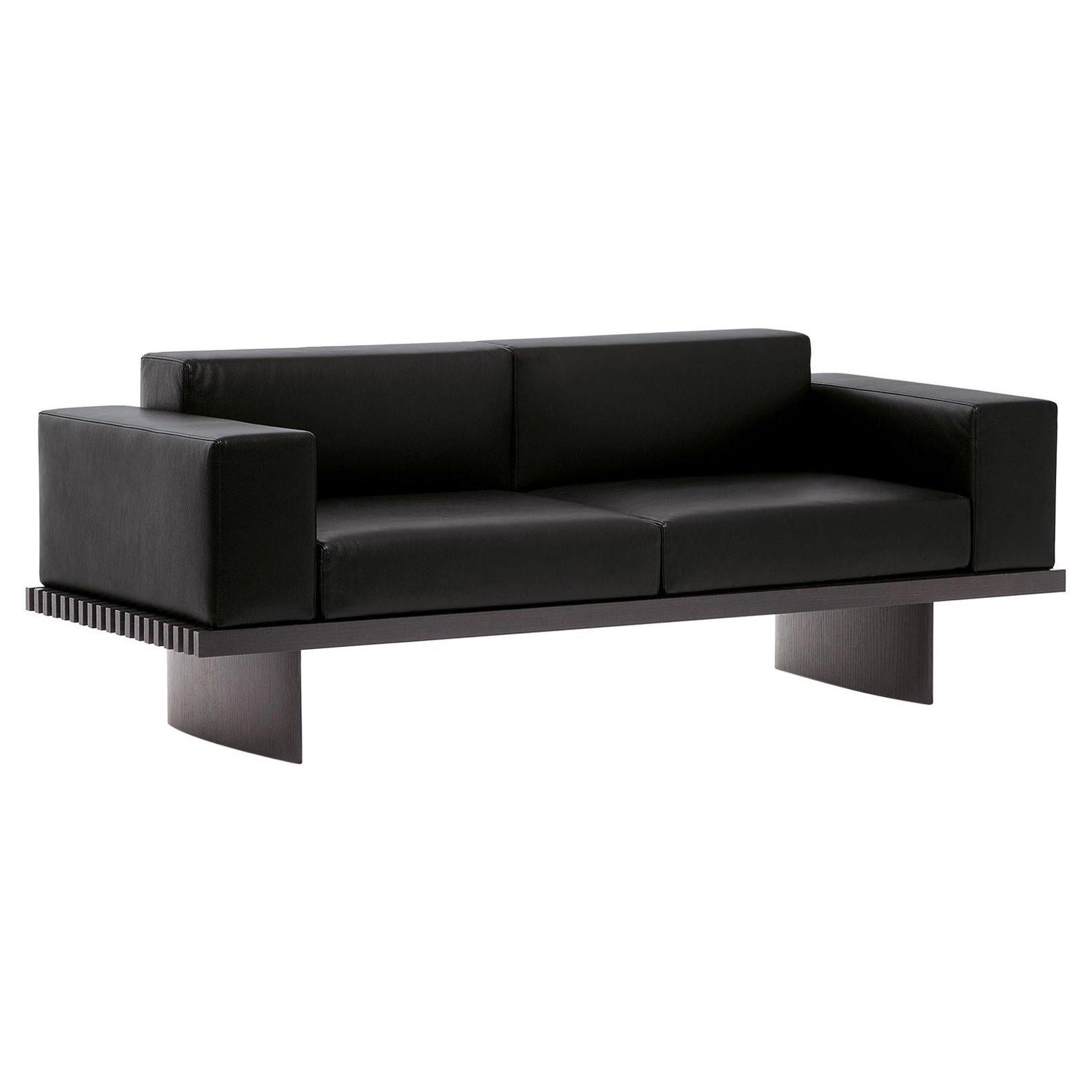 Charlotte Perriand Refolo Modular Sofa, Wood and Black Leather by Cassina