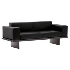 Modulares Sofa von Charlotte Perriand Refolo aus Holz und schwarzem Leder von Cassina