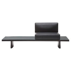 Charlotte Perriand Canapé modulable Refolo, Wood et cuir noir par Cassina