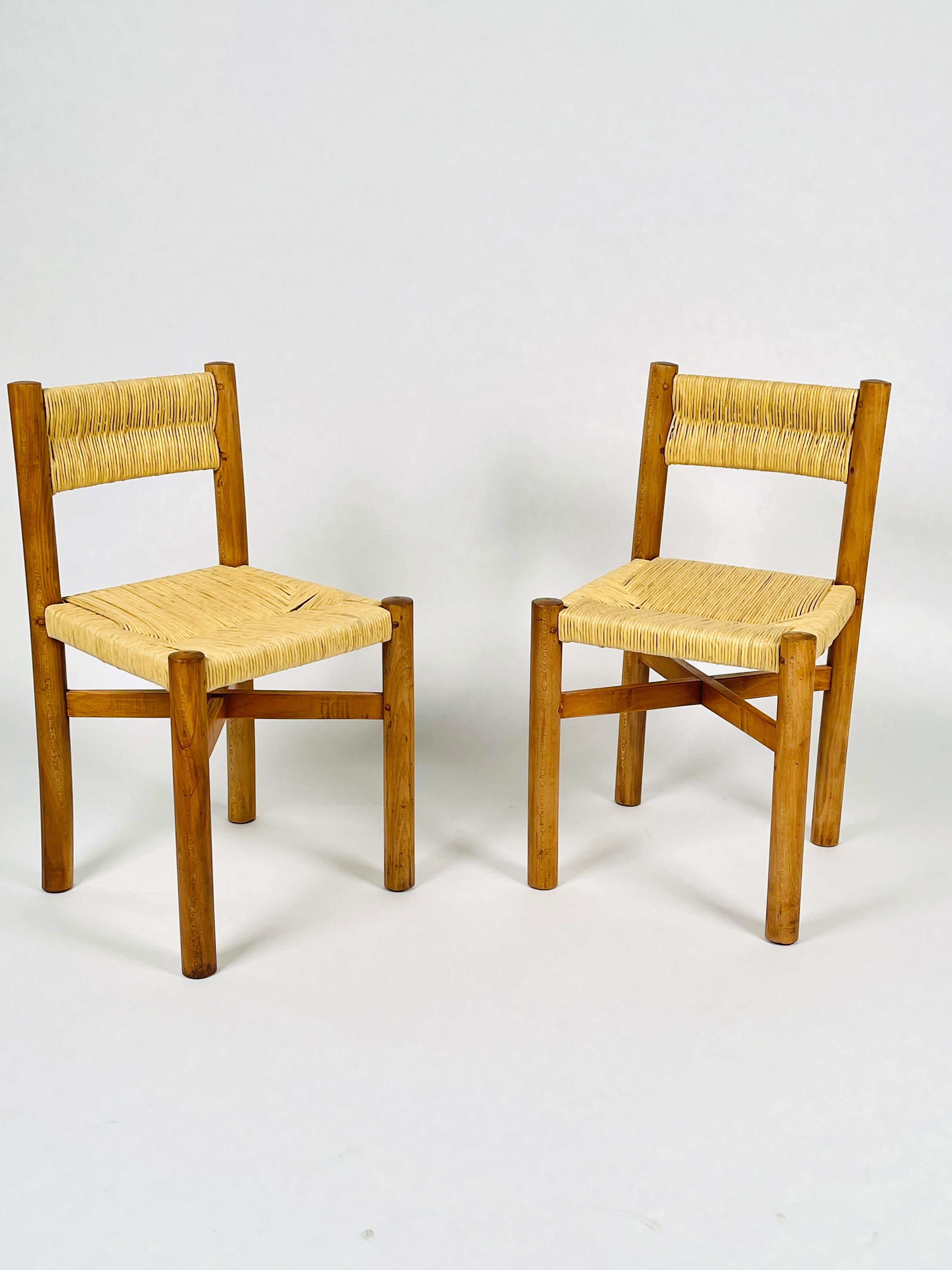 Charlotte Perriand:: ensemble de 2 chaises 