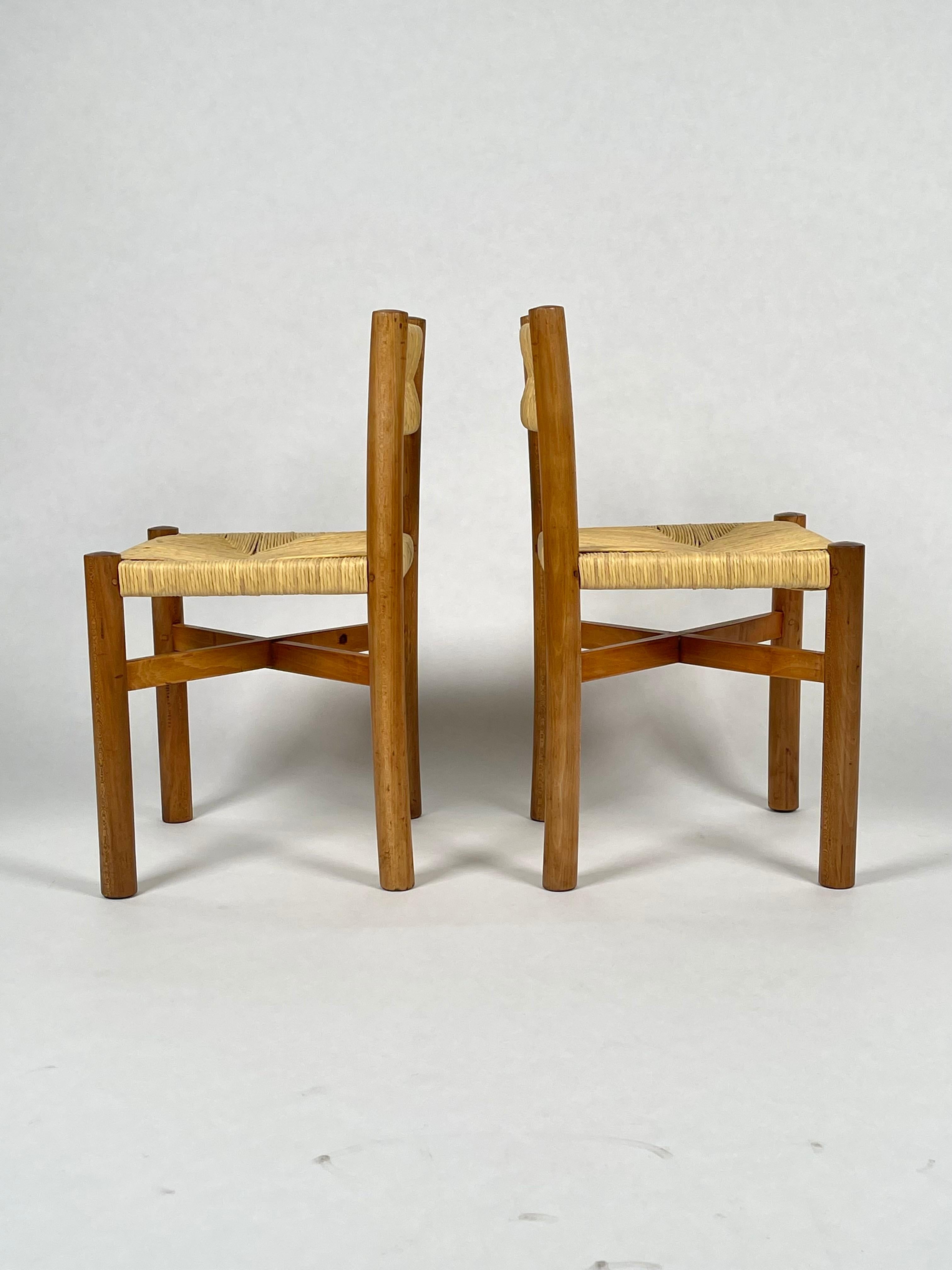 Rotin Charlotte Perriand:: ensemble de 2 chaises 