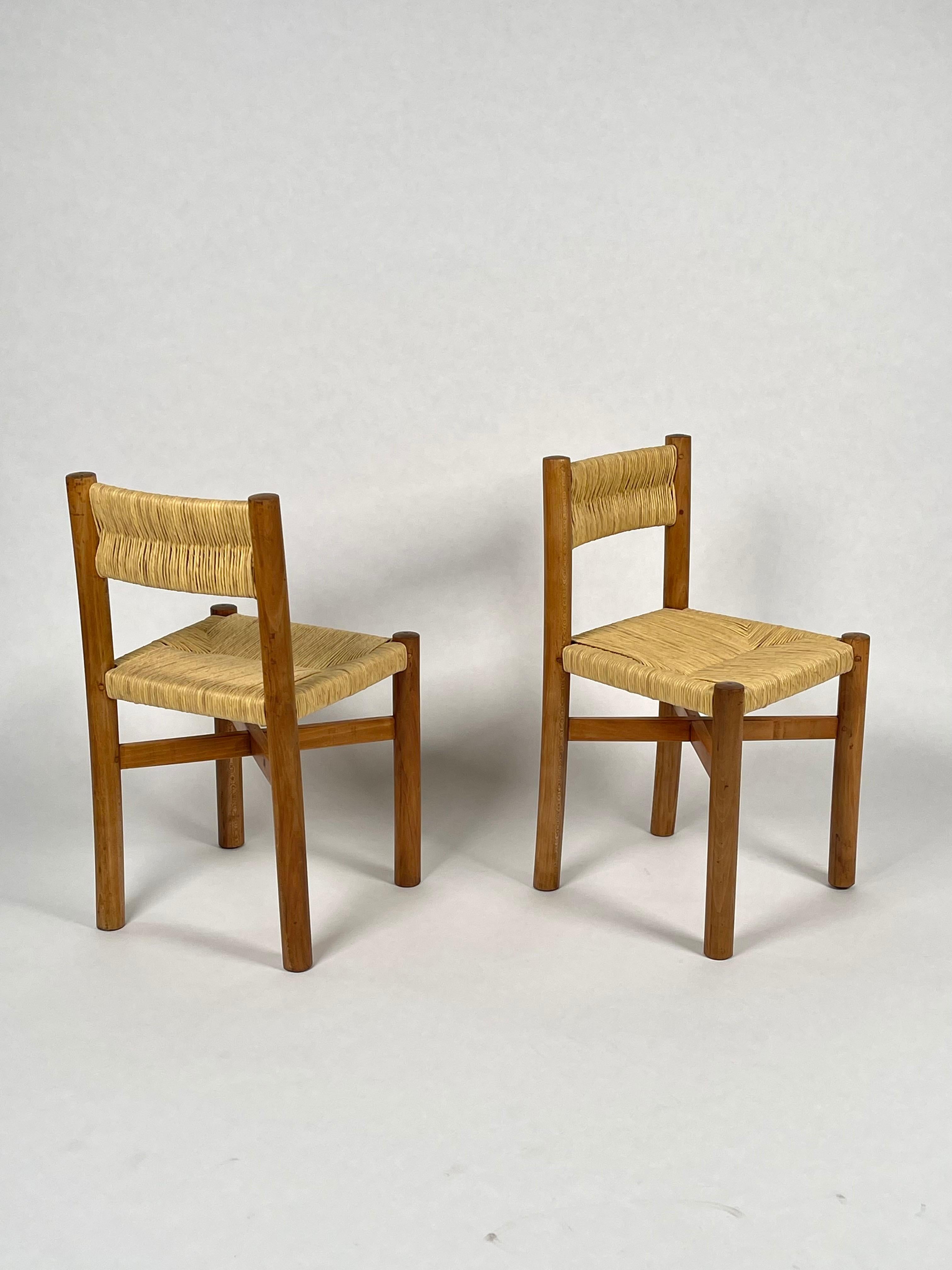 Charlotte Perriand:: ensemble de 2 chaises 