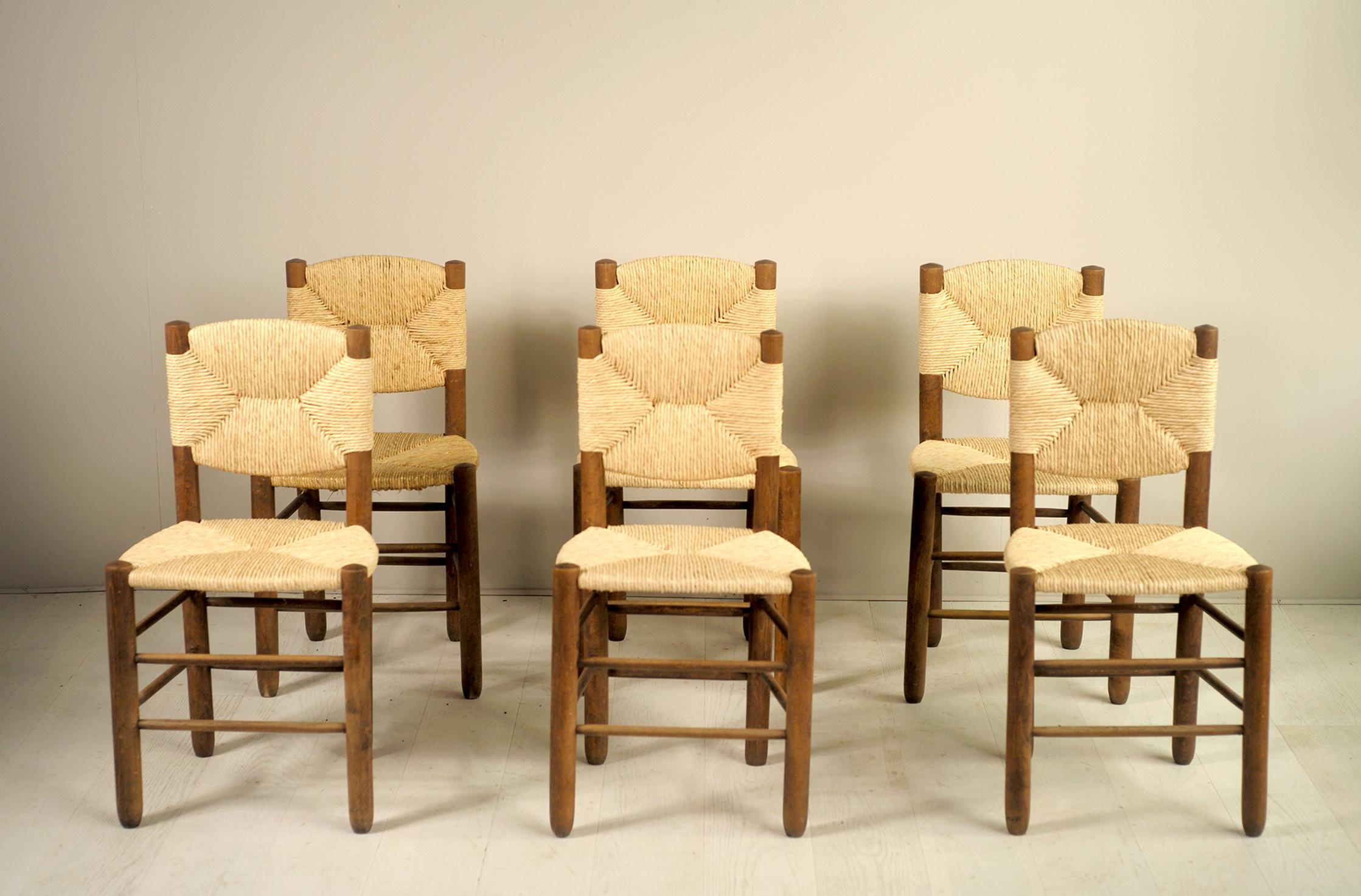 Charlotte Perriand, Set of 6 Chair N° 18 Bauche, France, 1950 3