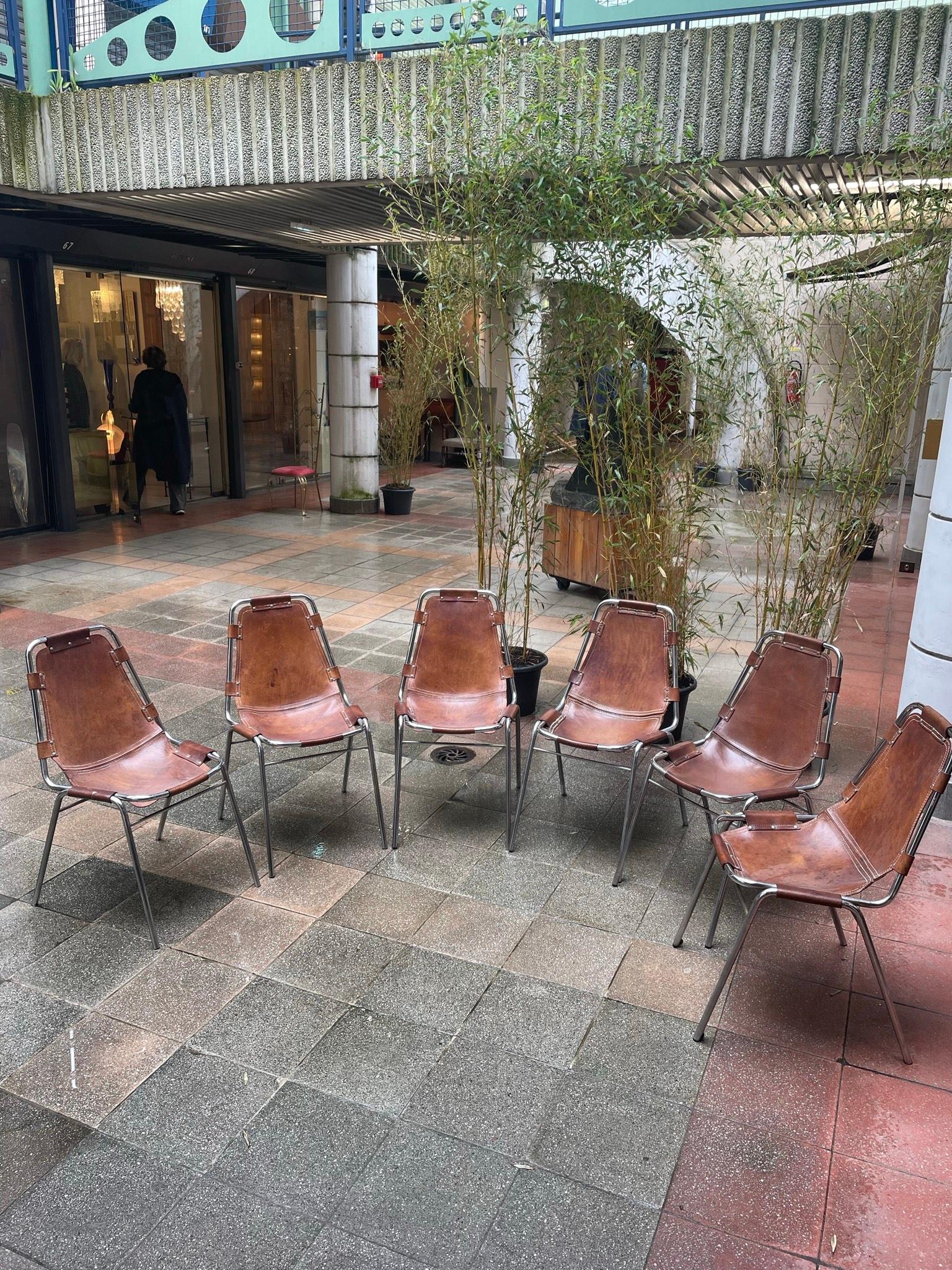Charlotte Perriand, Set of 6 Chairs Les Arcs, circa 1960 For Sale 1