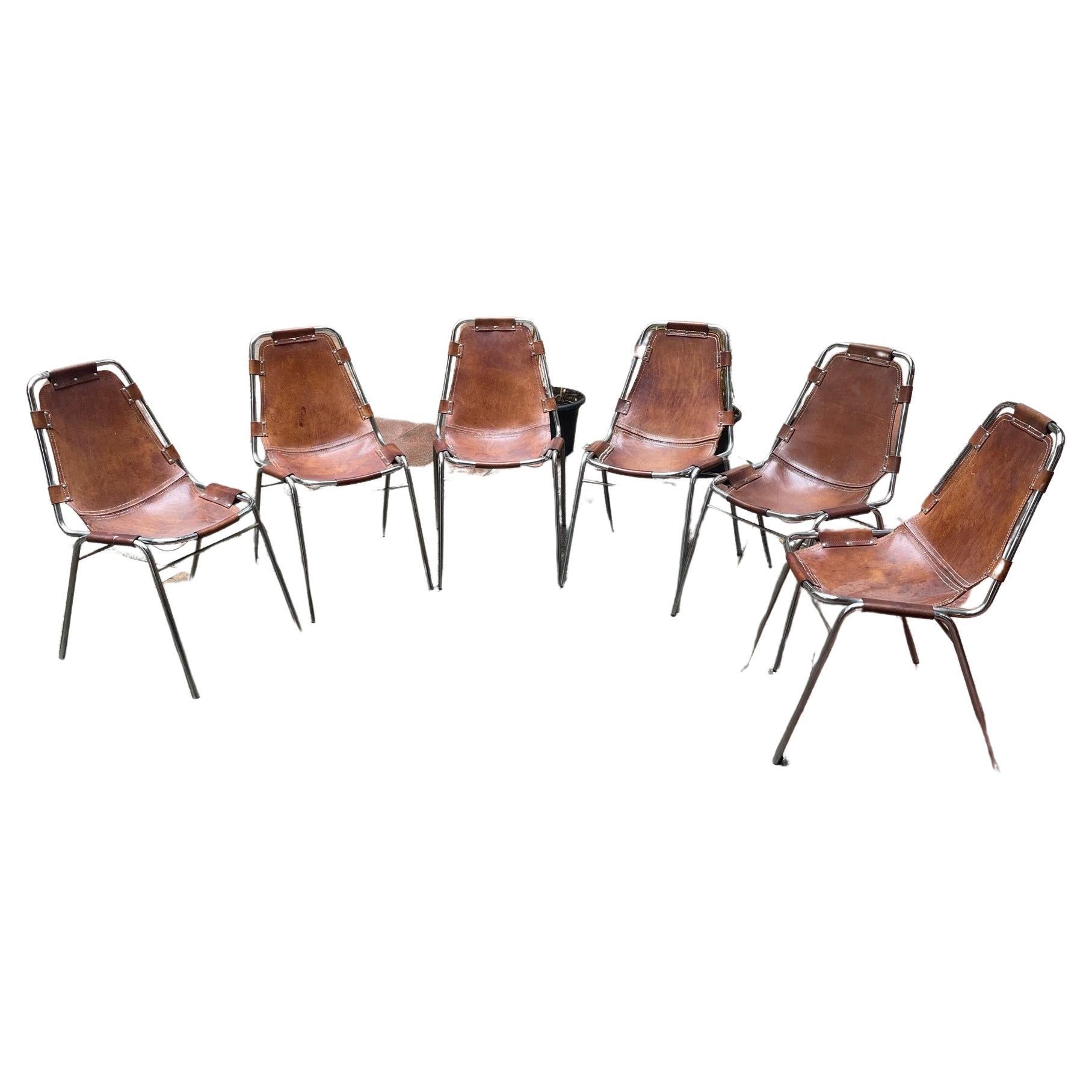 Charlotte Perriand, Set of 6 Chairs Les Arcs, circa 1960 For Sale