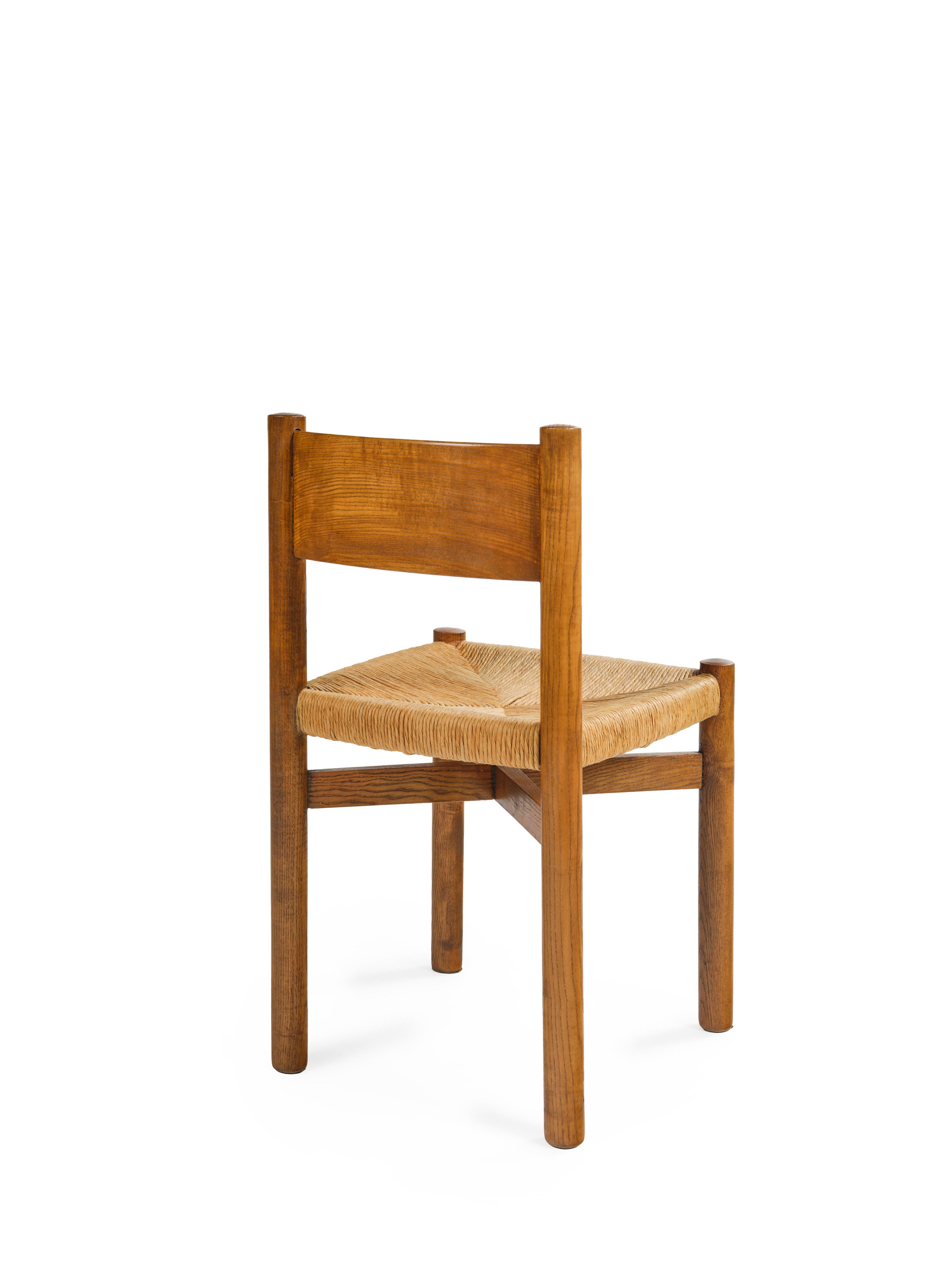 Charlotte PERRIAND, set of 8 Meribel chairs, 1960 In Good Condition For Sale In Paris, FR