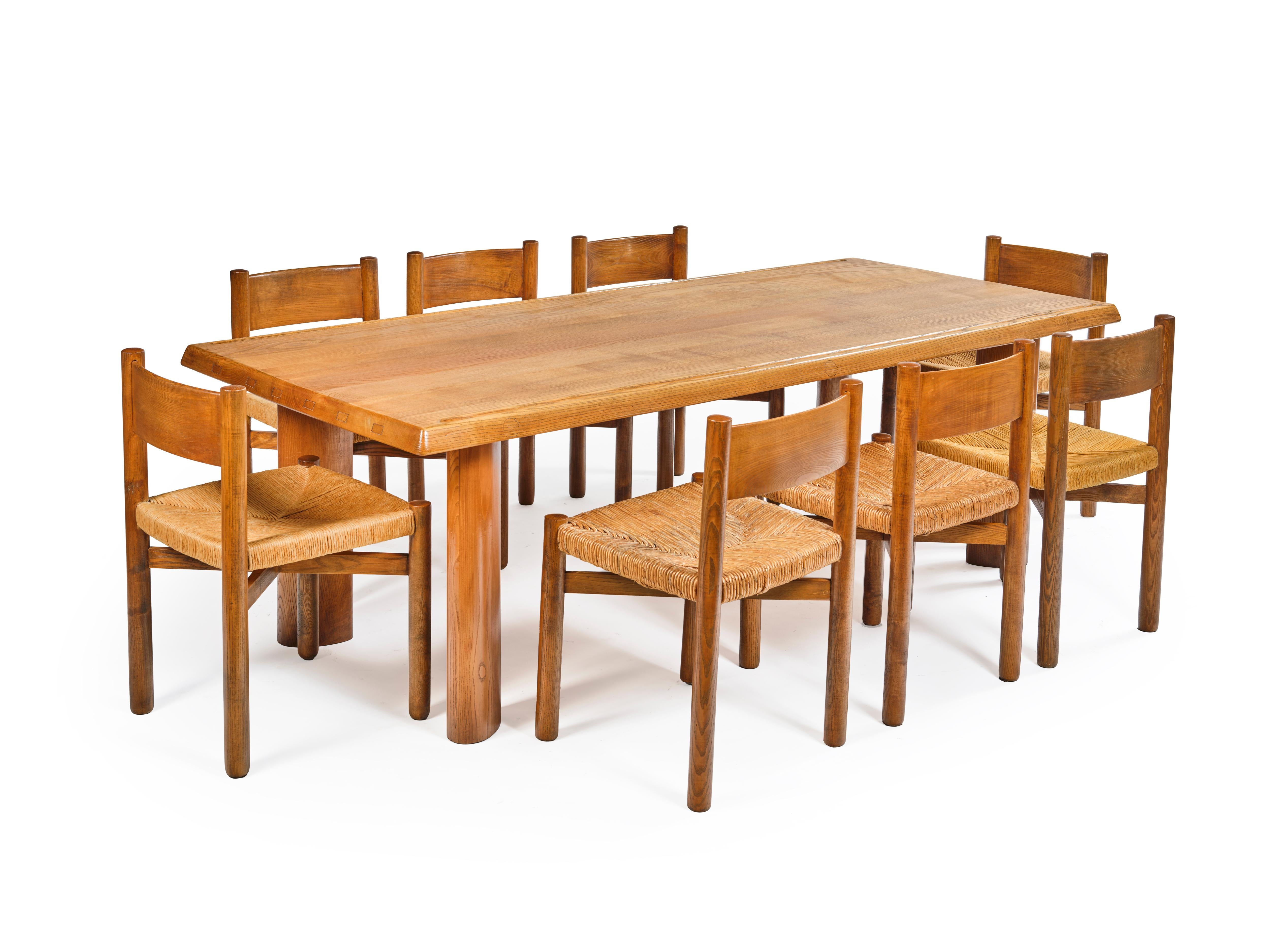 Mid-20th Century Charlotte PERRIAND, set of 8 Meribel chairs, 1960 For Sale