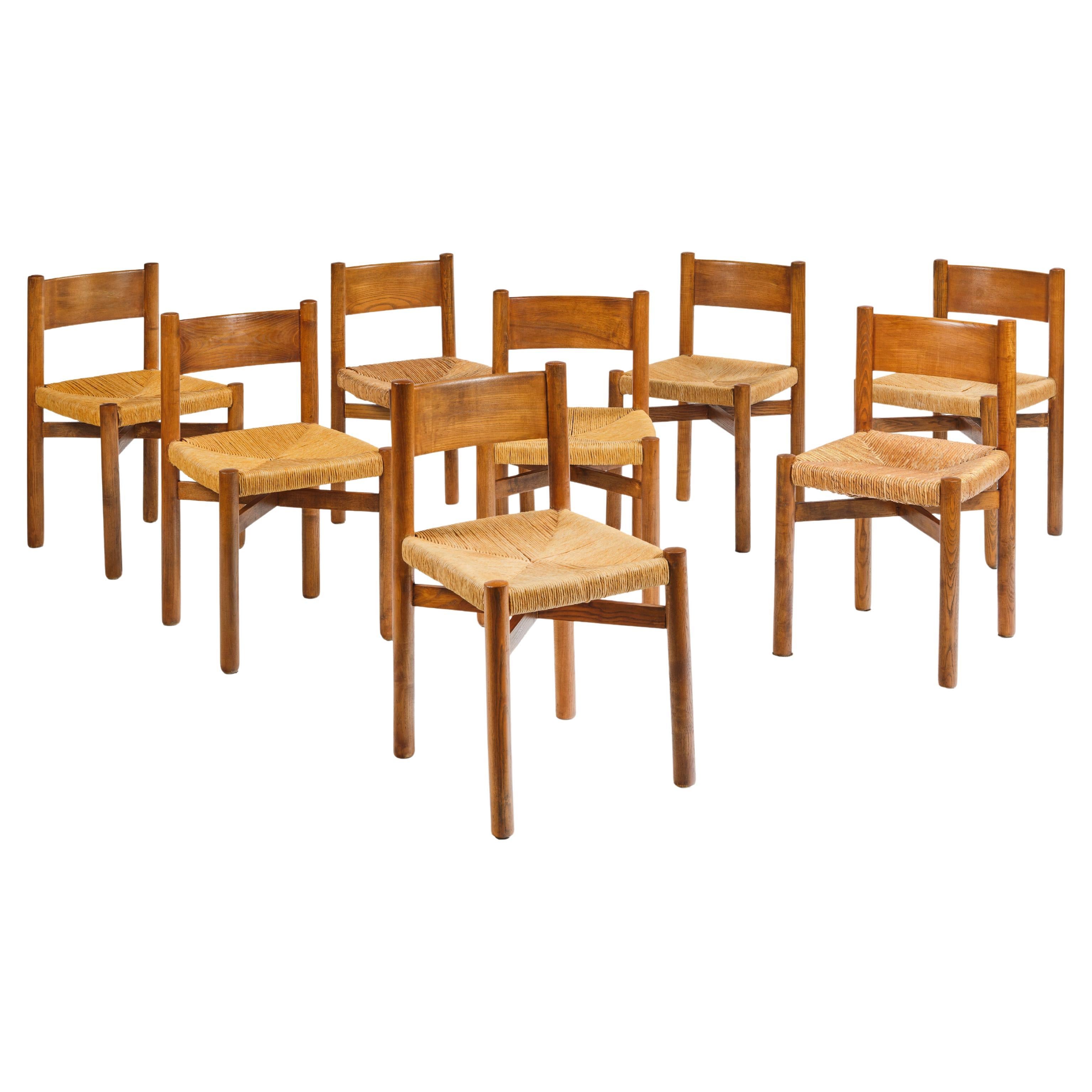 Charlotte PERRIAND, set of 8 Meribel chairs, 1960 For Sale