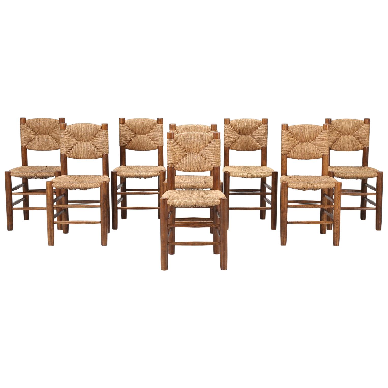 Charlotte Perriand, Set of Eight Side Chairs, Model Bauche in Original Condition