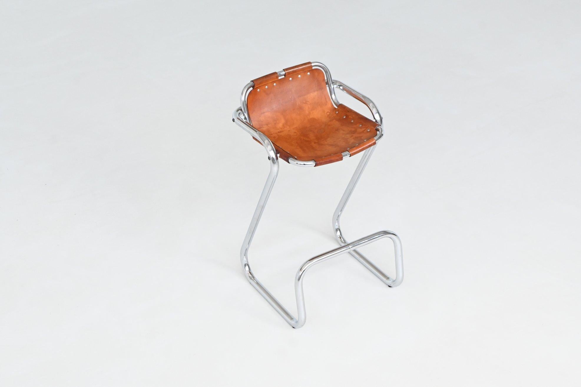 Charlotte Perriand set of four bar stools in leather Les Arcs France 1960 For Sale 8