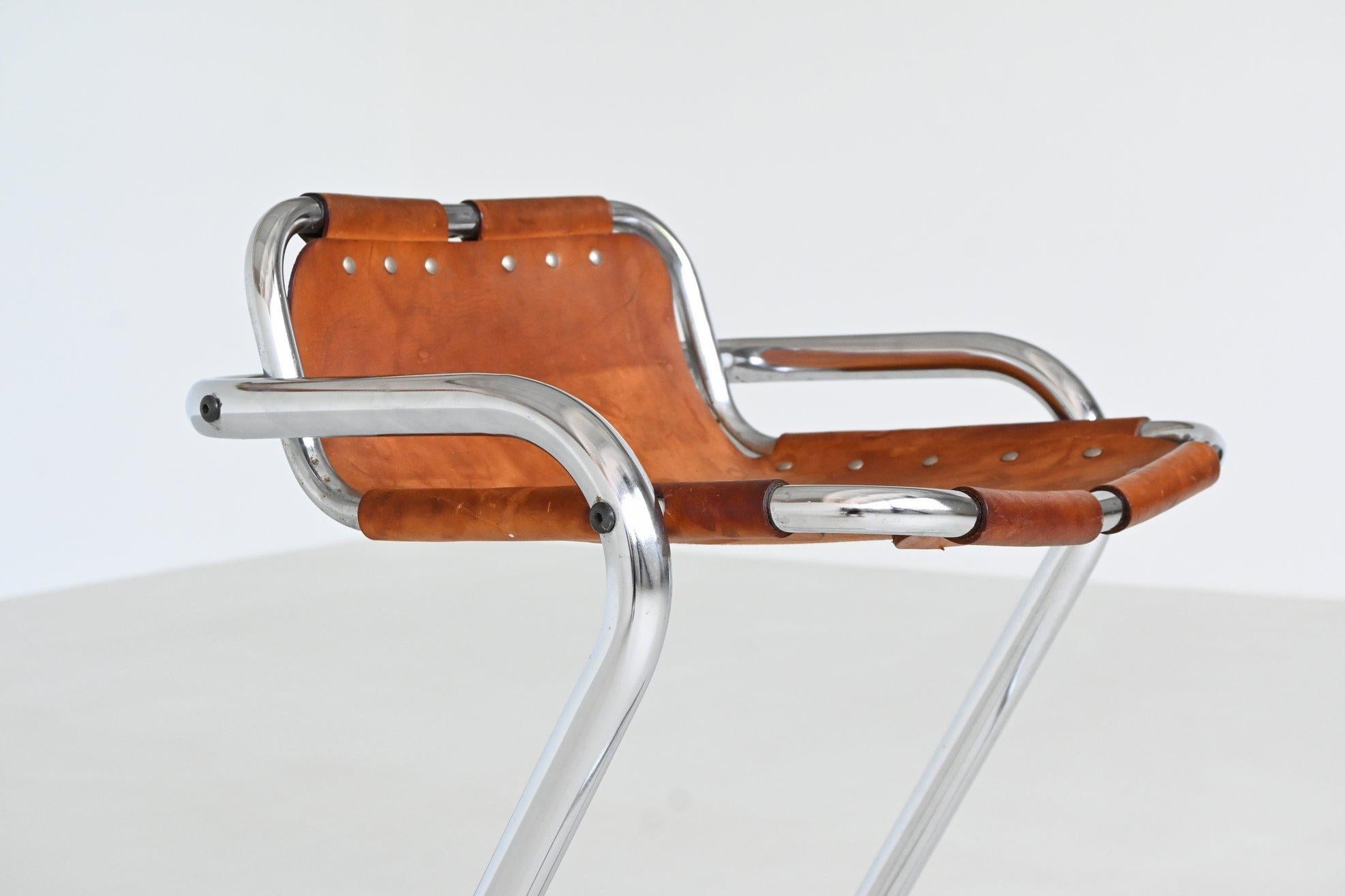 Charlotte Perriand set of four bar stools in leather Les Arcs France 1960 For Sale 9
