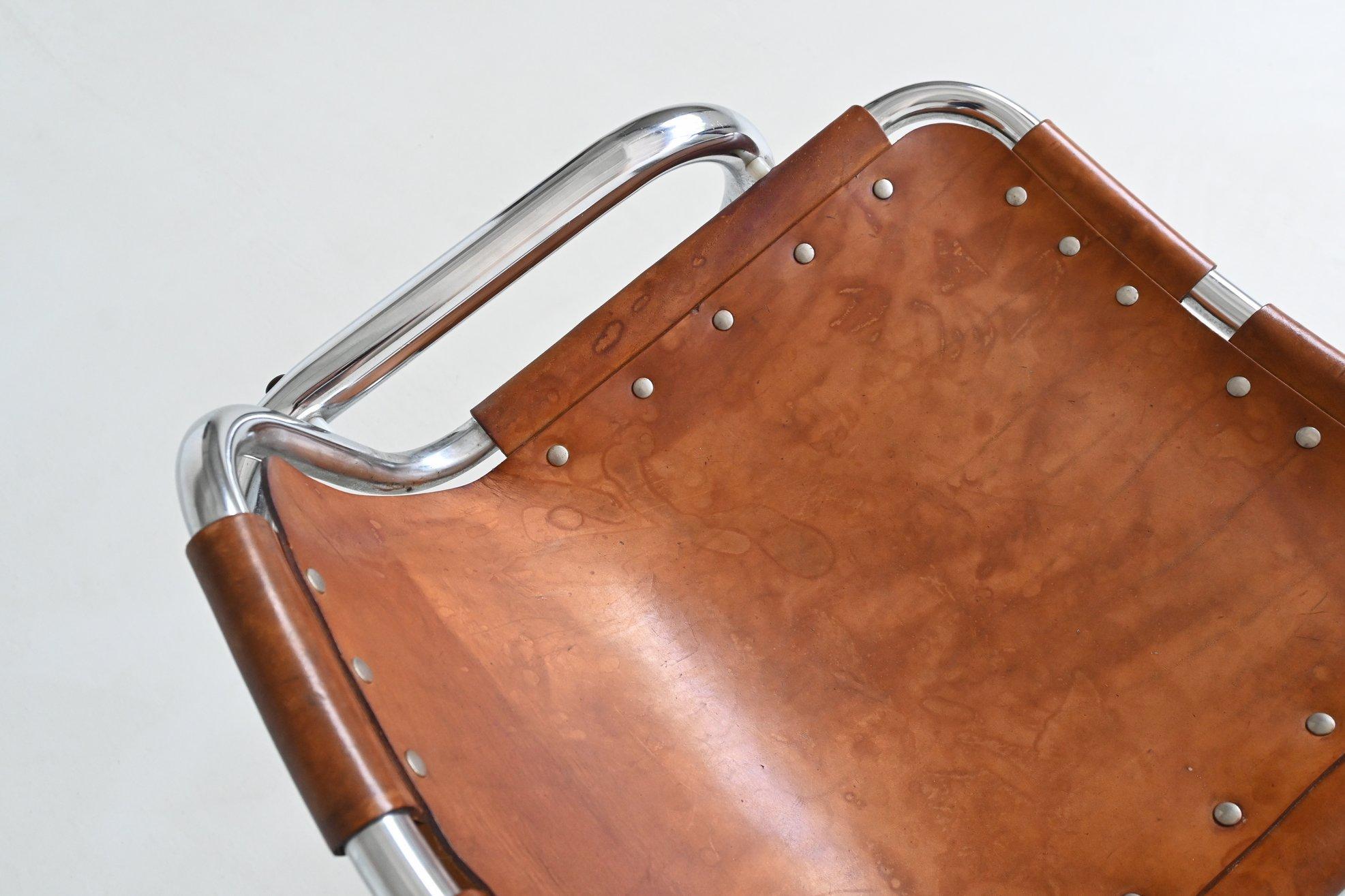 Charlotte Perriand set of four bar stools in leather Les Arcs France 1960 For Sale 10