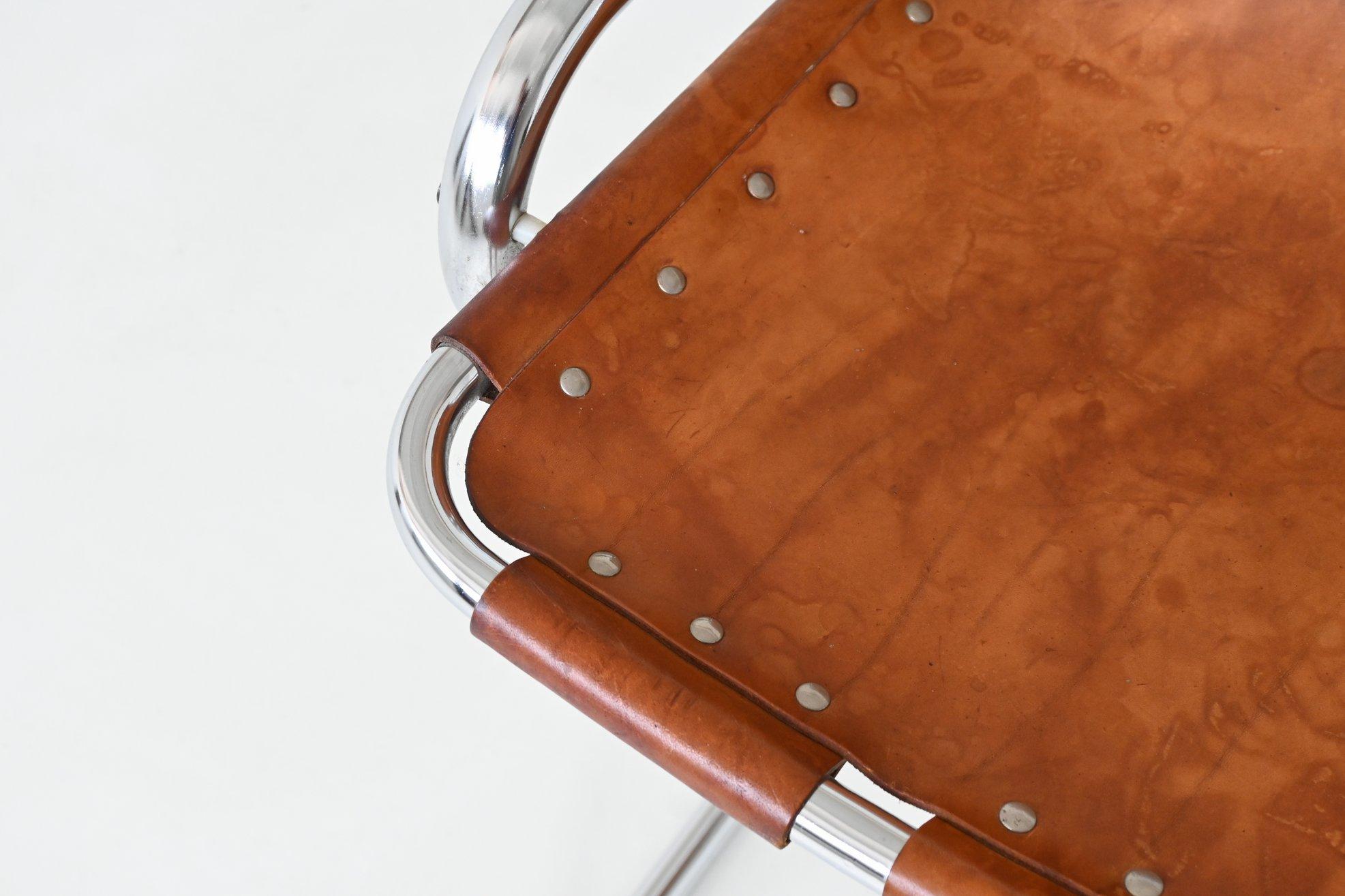Charlotte Perriand set of four bar stools in leather Les Arcs France 1960 For Sale 11