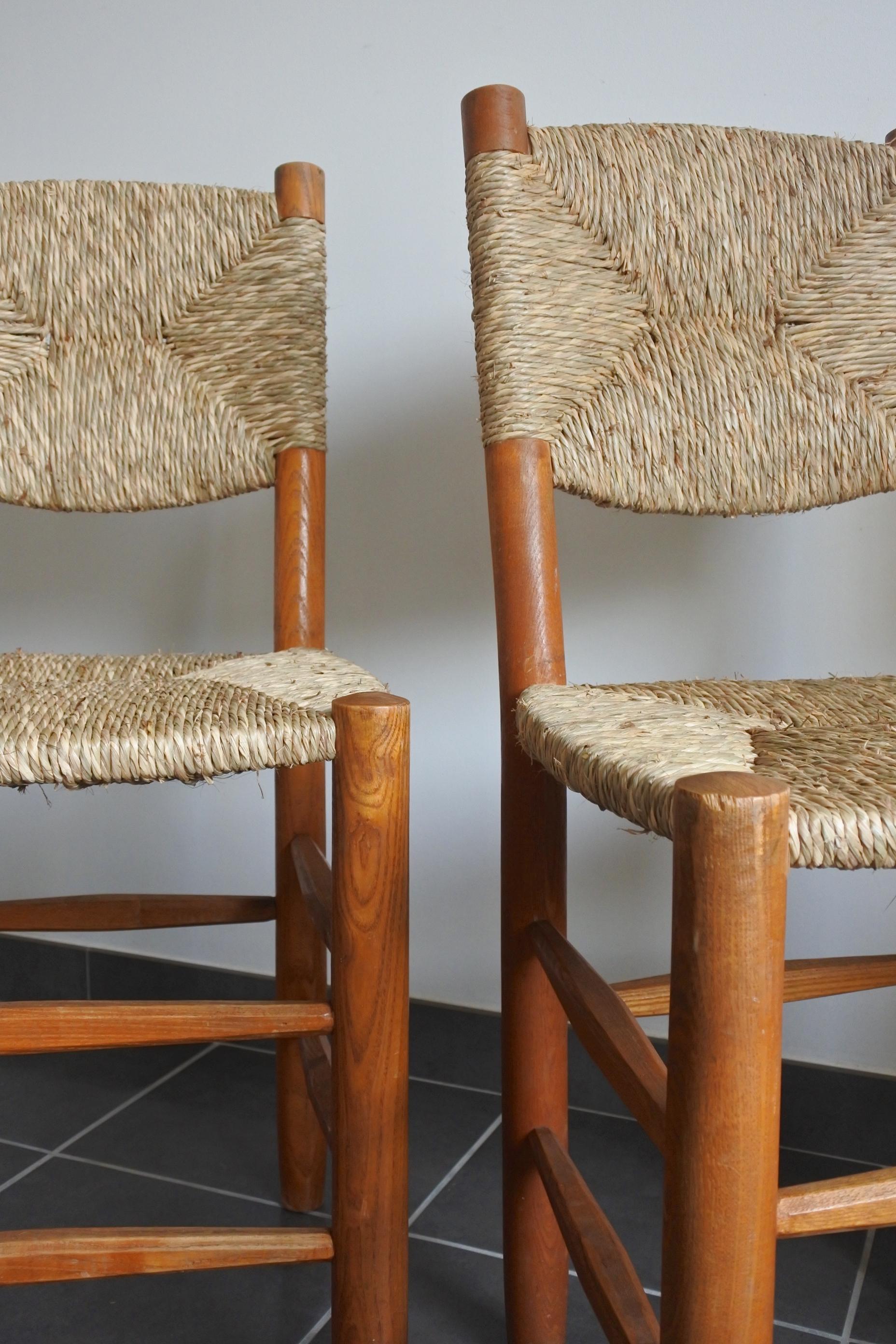 Mid-Century Modern Charlotte Perriand Set of Four Bauche Chairs N 19, Steph Simon, France, 1950s