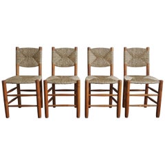 Charlotte Perriand Set of Four Bauche Chairs N 19, Steph Simon, France, 1950s