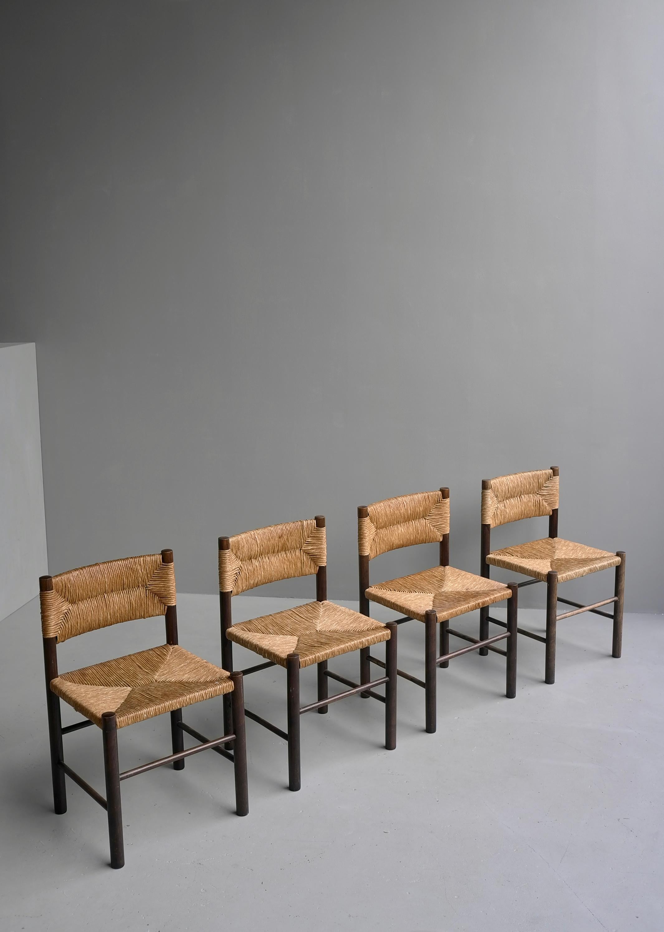 Mid-Century Modern Charlotte Perriand, Set of Four Cane and wood 