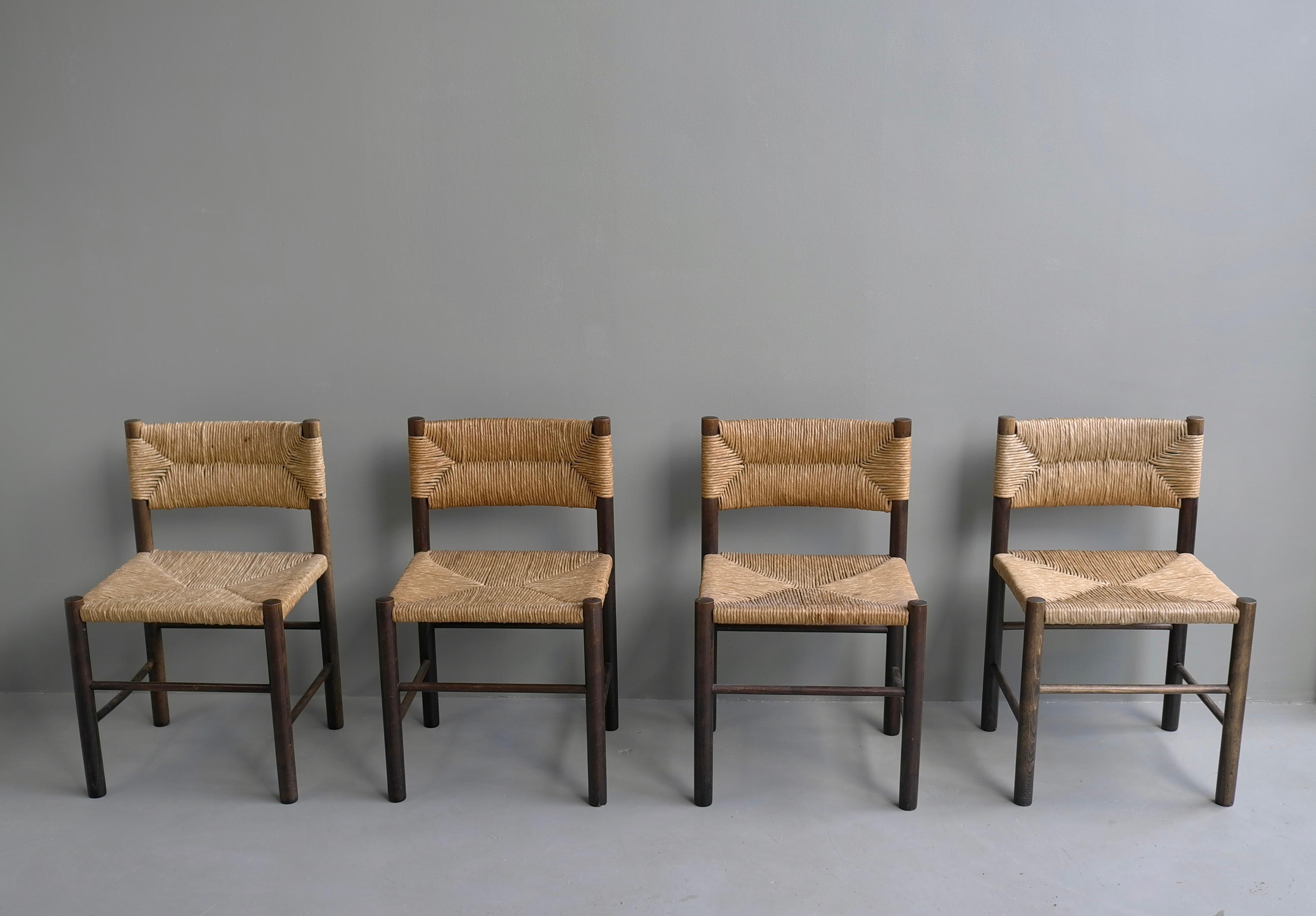 Charlotte Perriand, Set of Four Cane and wood 