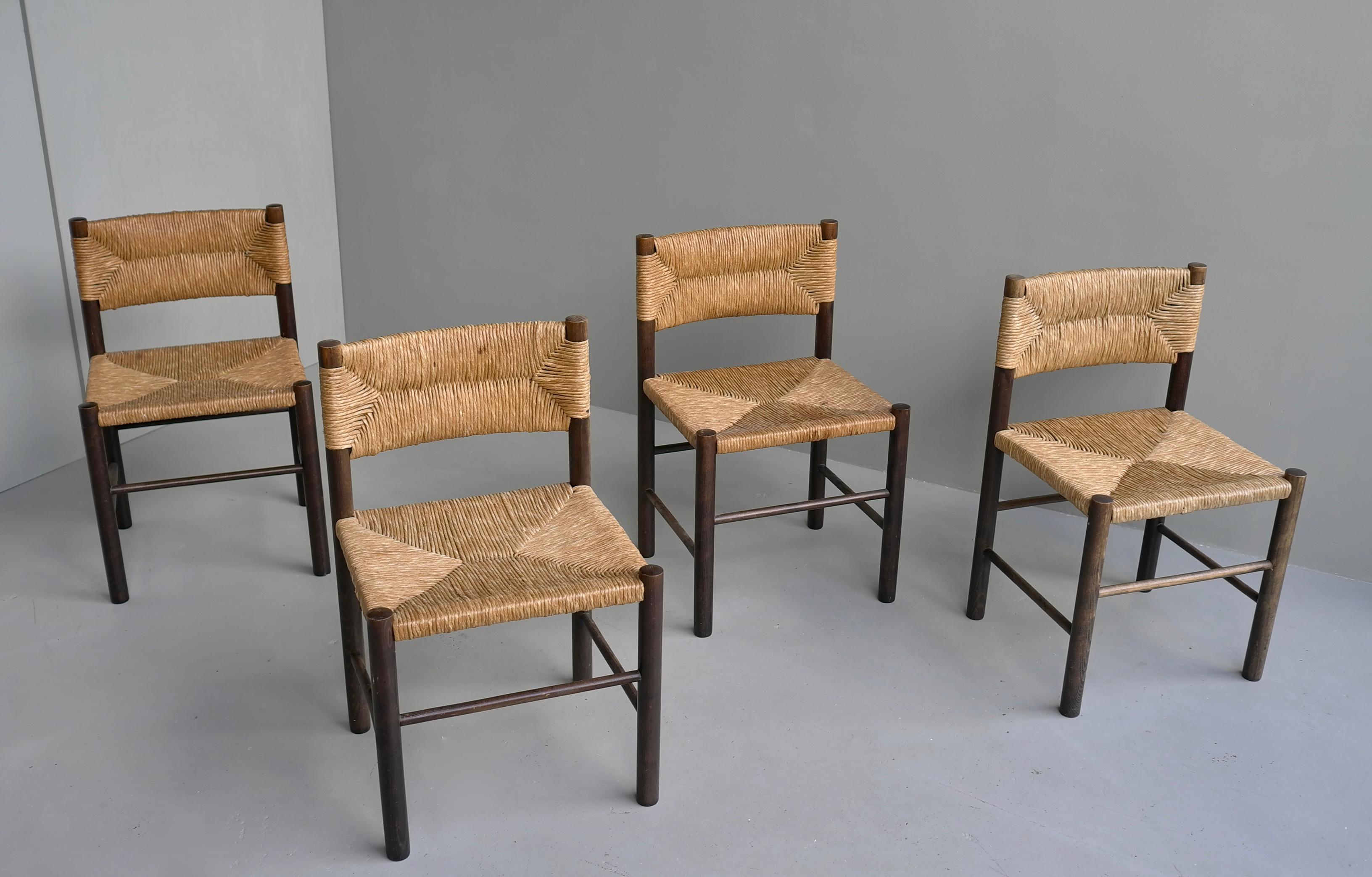 Mid-20th Century Charlotte Perriand, Set of Four Cane and wood 