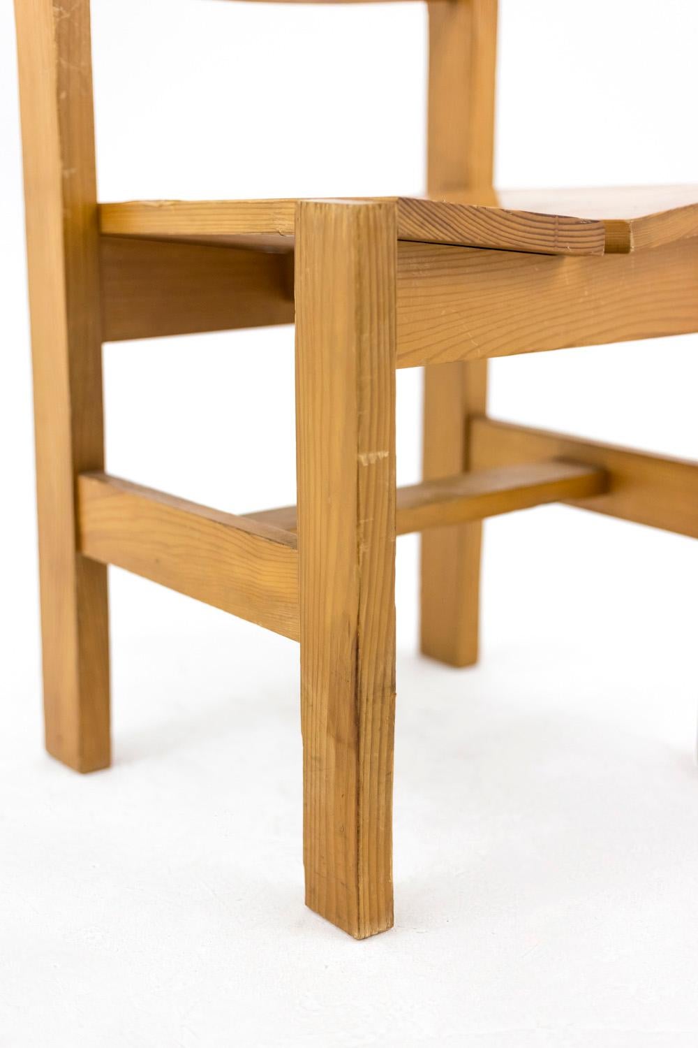 Charlotte Perriand, Set of Four Chairs and Two Stools in Pine, 1960s 2