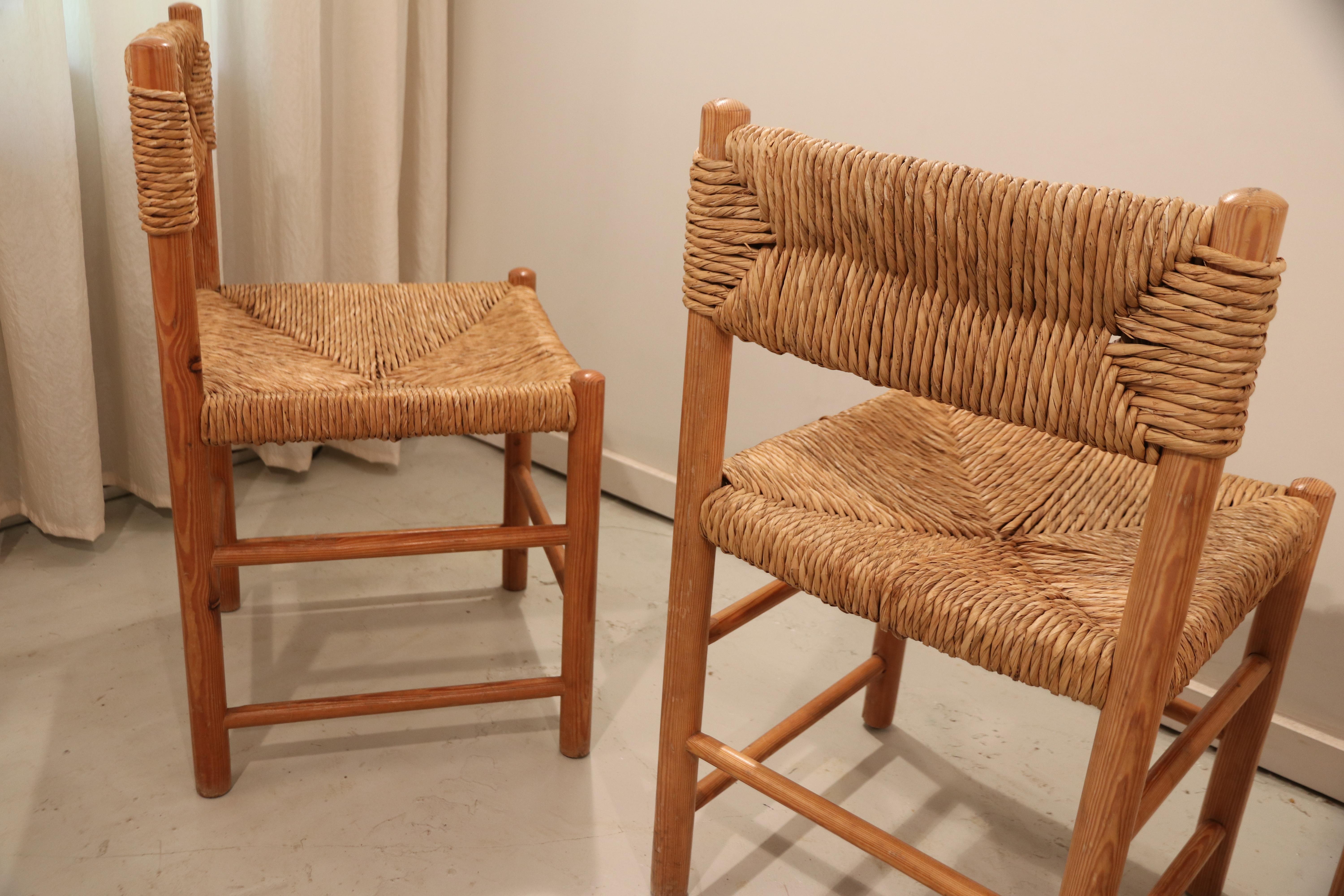 Charlotte Perriand Set of Four Dordogne Dining Room Chairs for Sentou circa 1960 In Good Condition In Amsterdam, NL